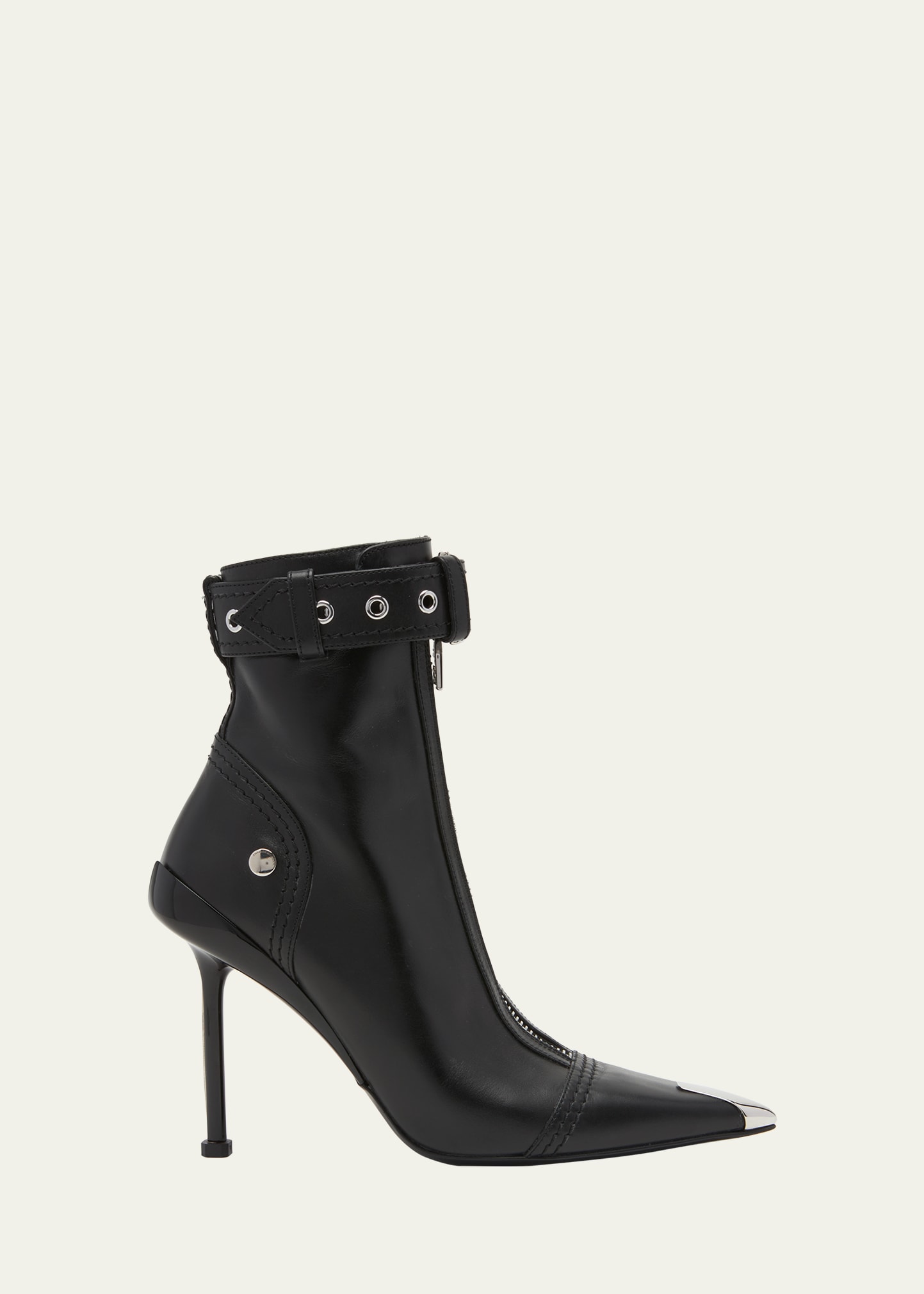 Alexander Mcqueen Alexander Mc Queen Black Slash Biker Boot In Blackblacksilver