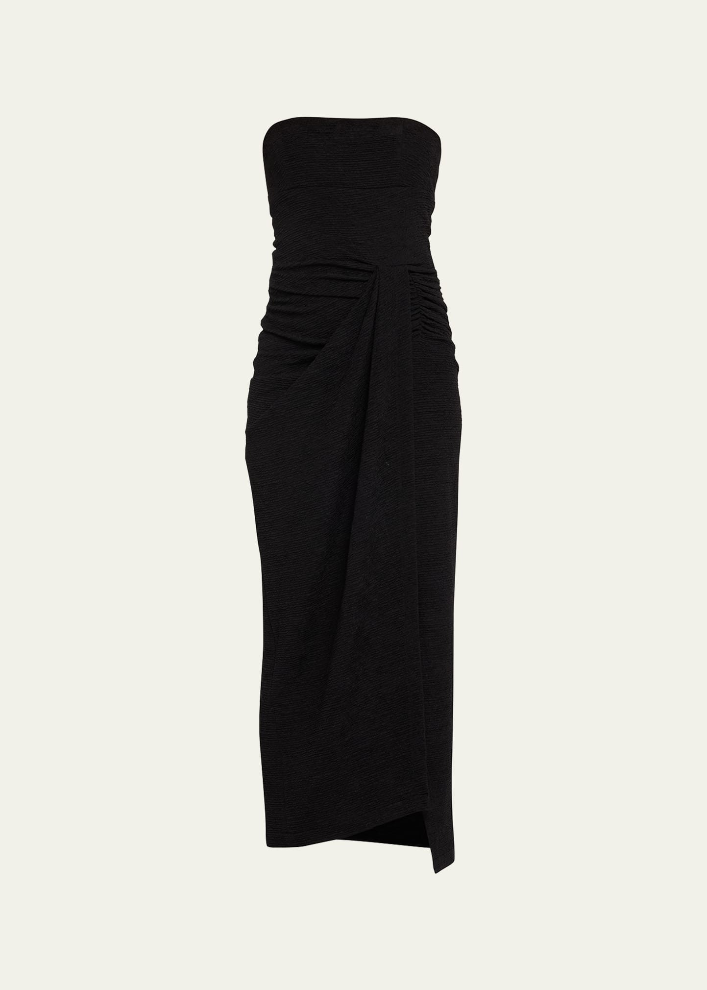 Shop Iro Isidara Gathered Strapless Maxi Dress In Black