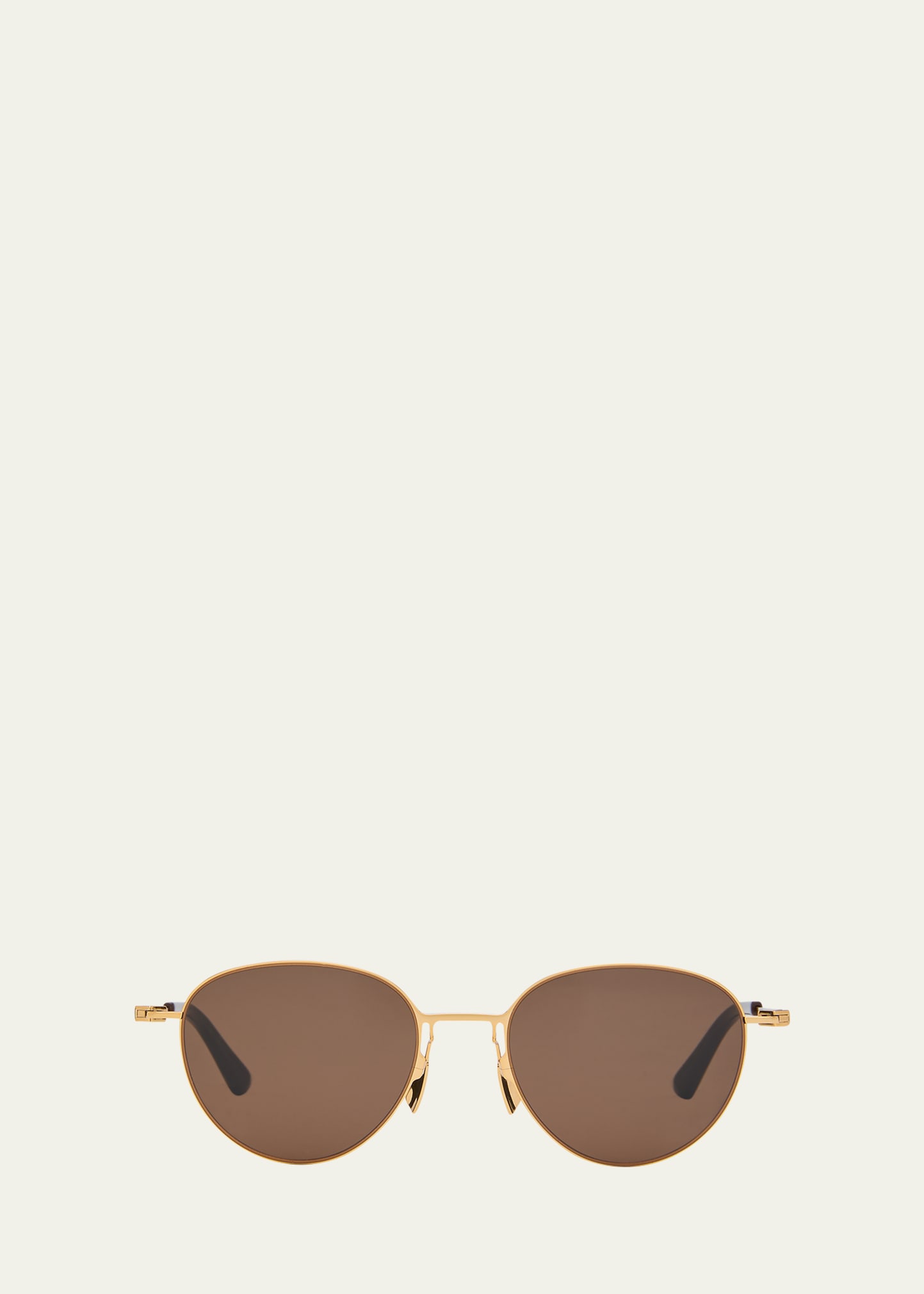 Bottega Veneta Men's Metal Round Sunglasses In Shiny Gold Btv