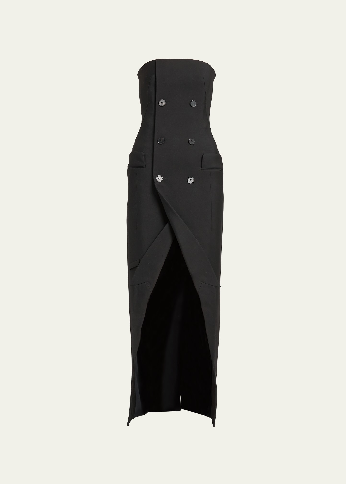 Shop Alexander Mcqueen Strapless Double-breasted Blazer Dress In Black