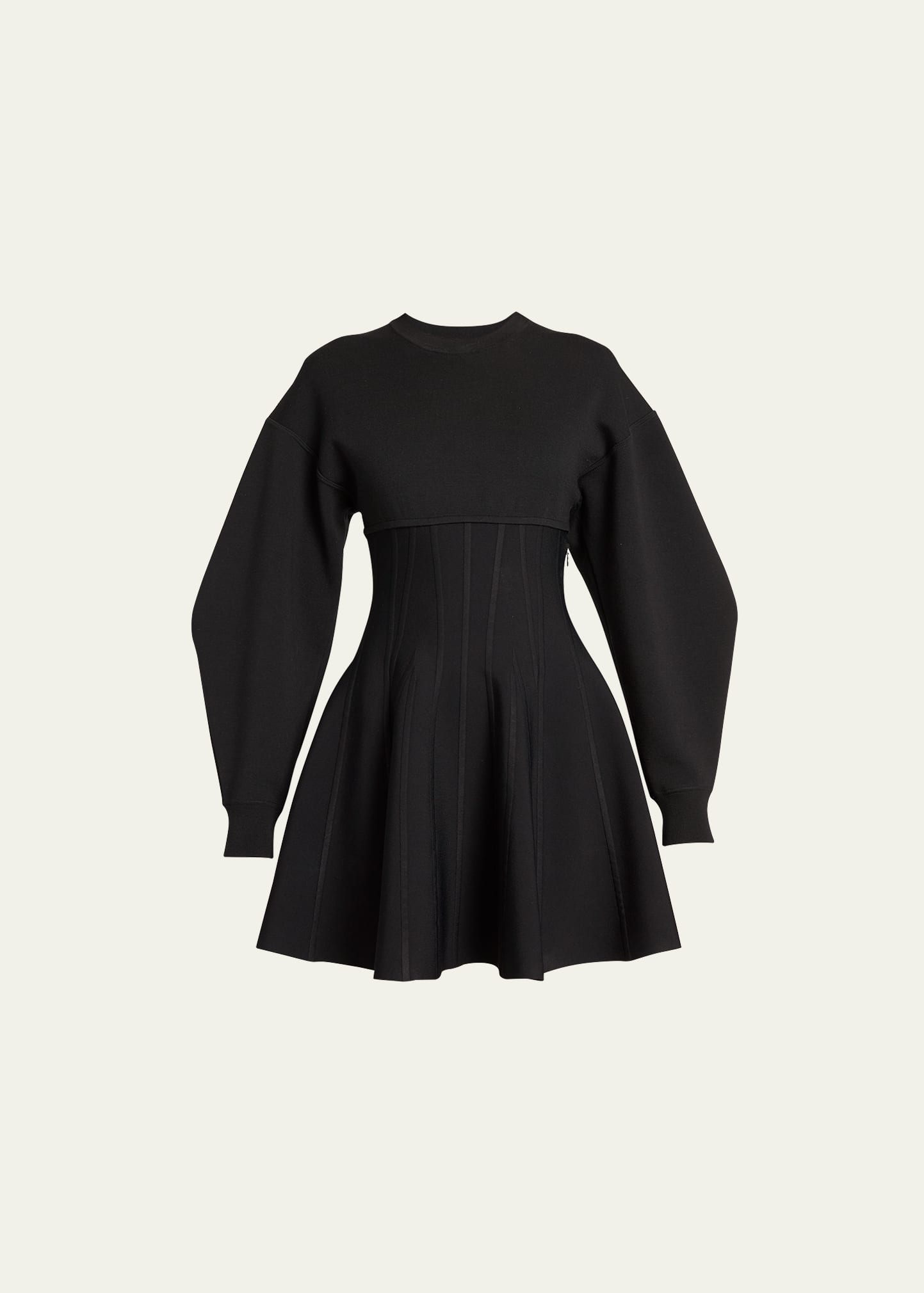 Shop Alexander Mcqueen Corset-style Wool Mini Dress In Black