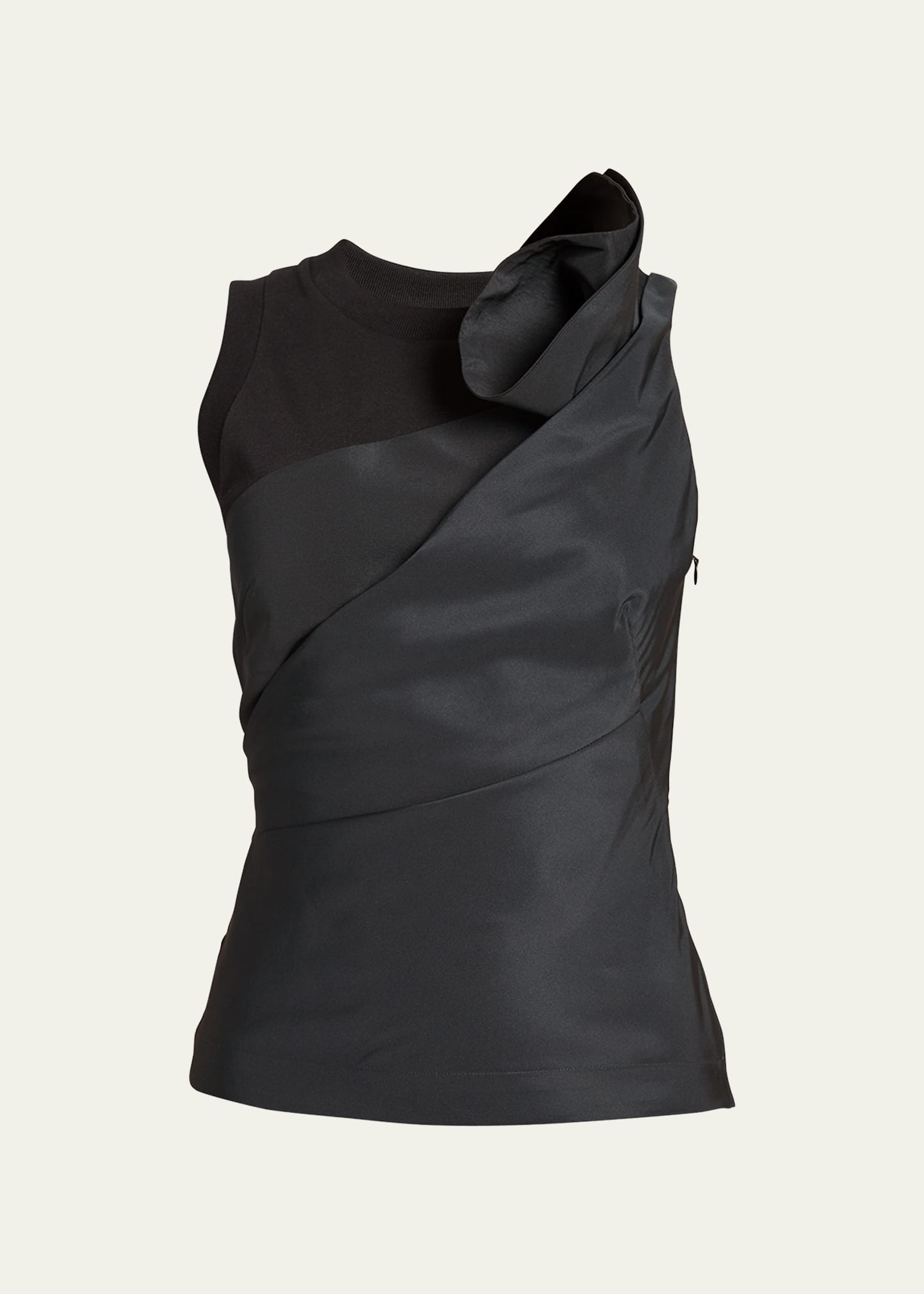 Alexander Mcqueen Fitted Tank With Polyfaille Corsage Detail In Black