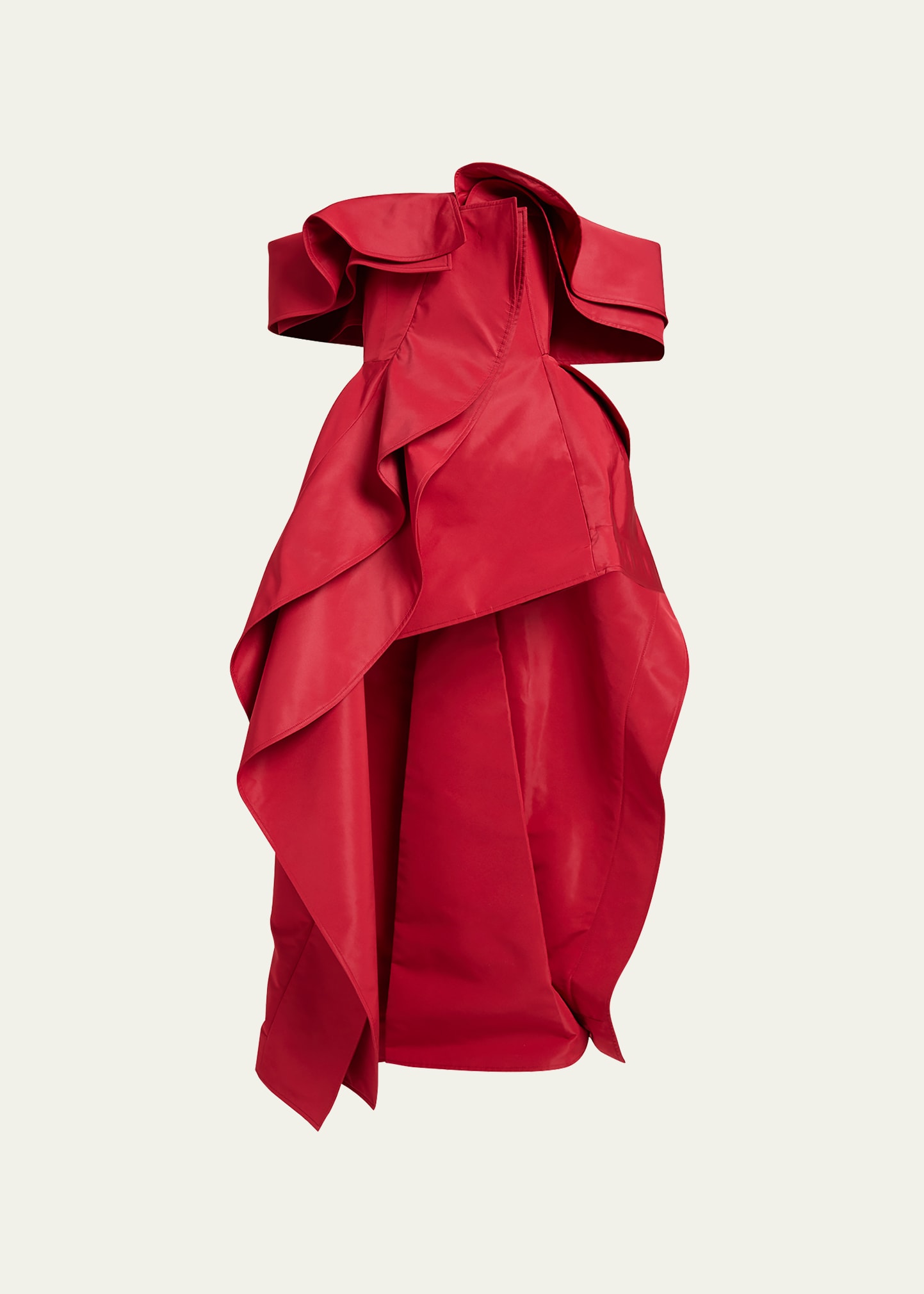 Shop Alexander Mcqueen Off-shoulder Ruffled Evening Dress In Royal Red
