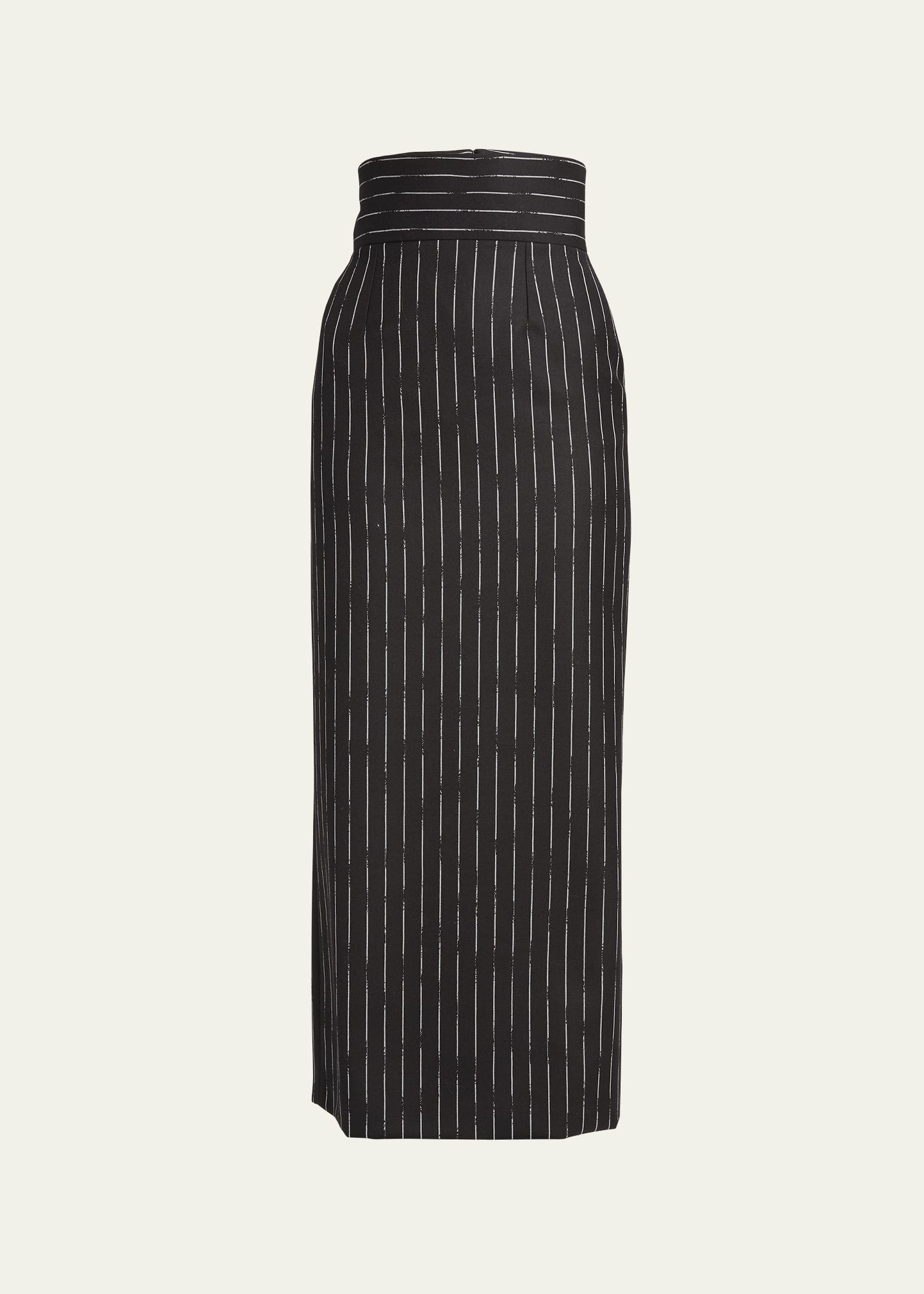 Shop Alexander Mcqueen Pinstripe Wool Pencil Skirt In Naturlblk