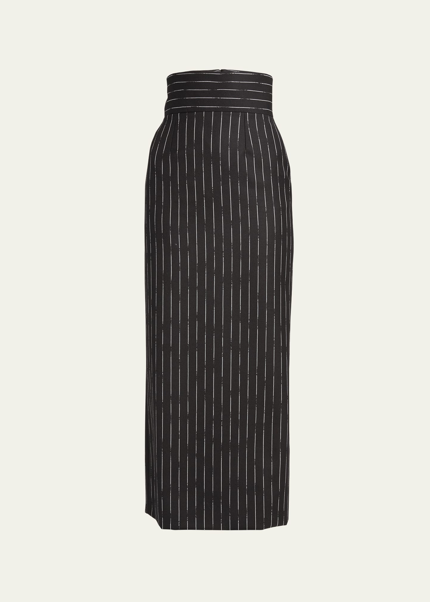 Alexander Mcqueen Broken Pinstripe High-waisted Skirt In Naturlblk