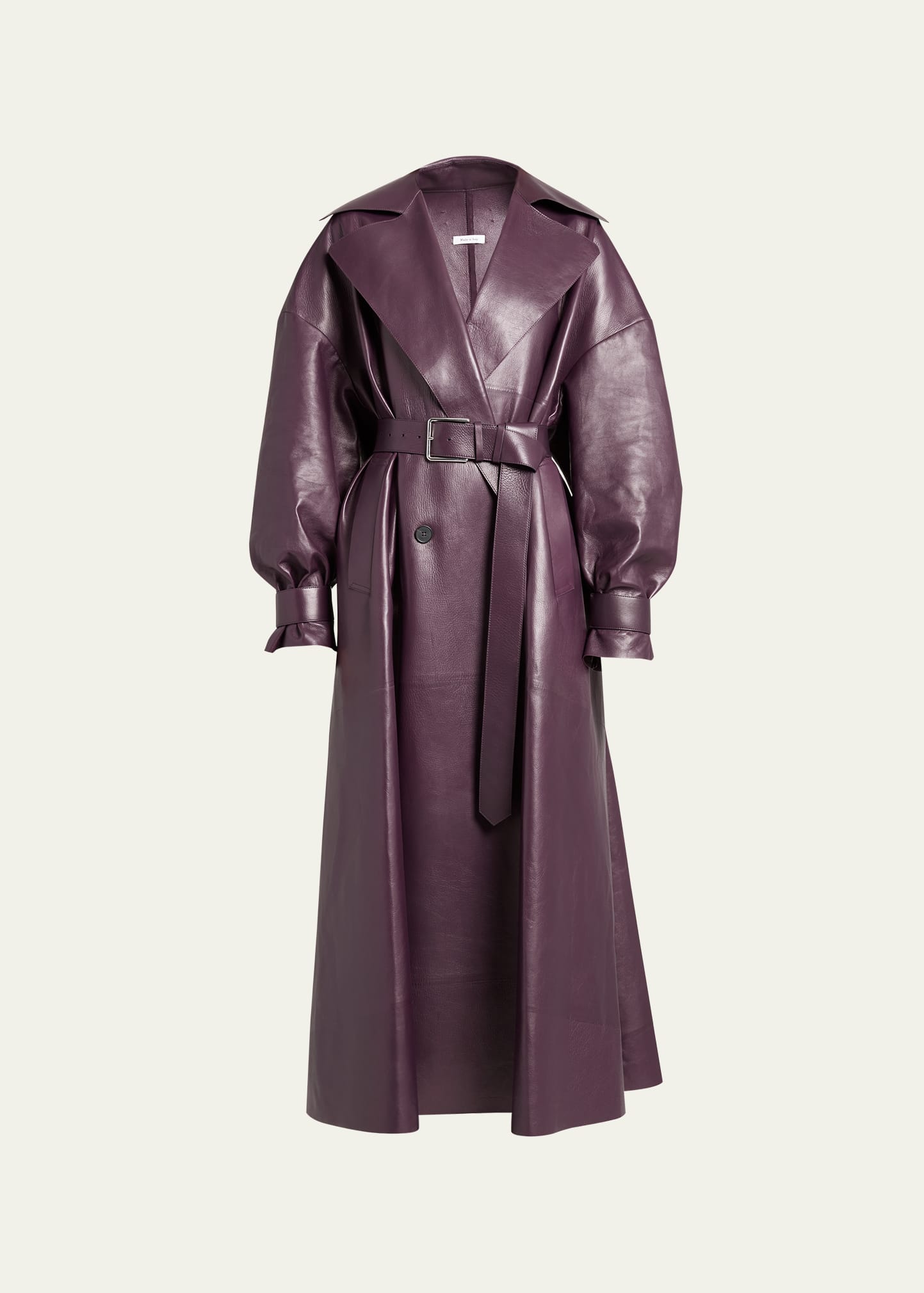 ALEXANDER MCQUEEN OVERSIZE BELTED LEATHER TRENCH COAT