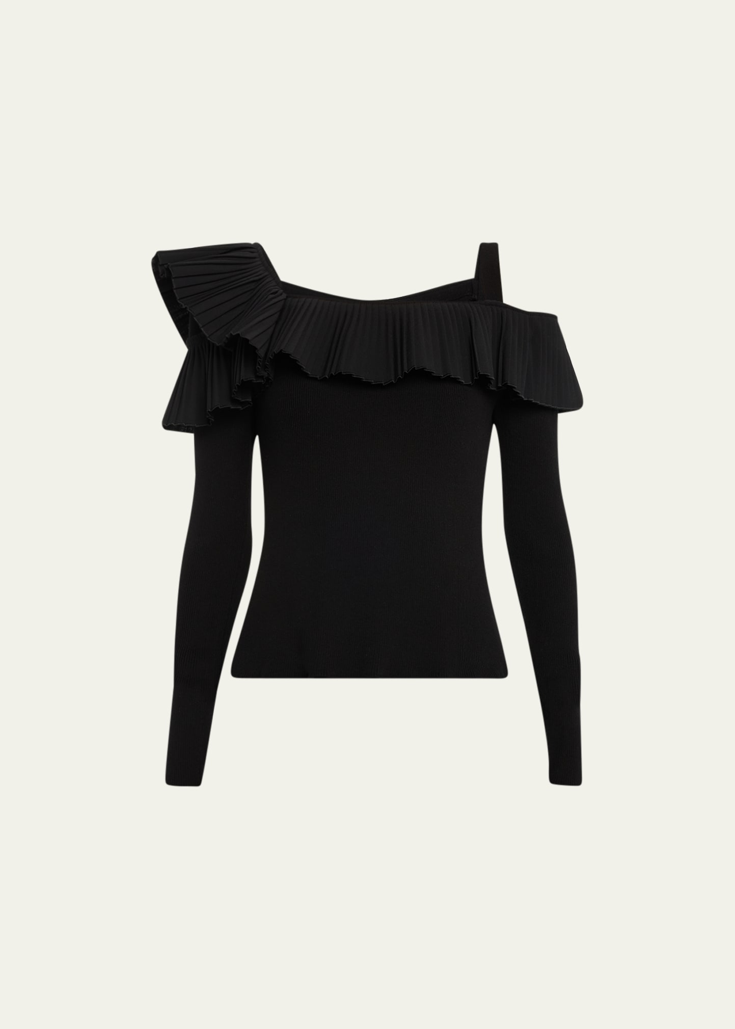 Adeam Alanis Knit Tiered Ruffle Top In Black