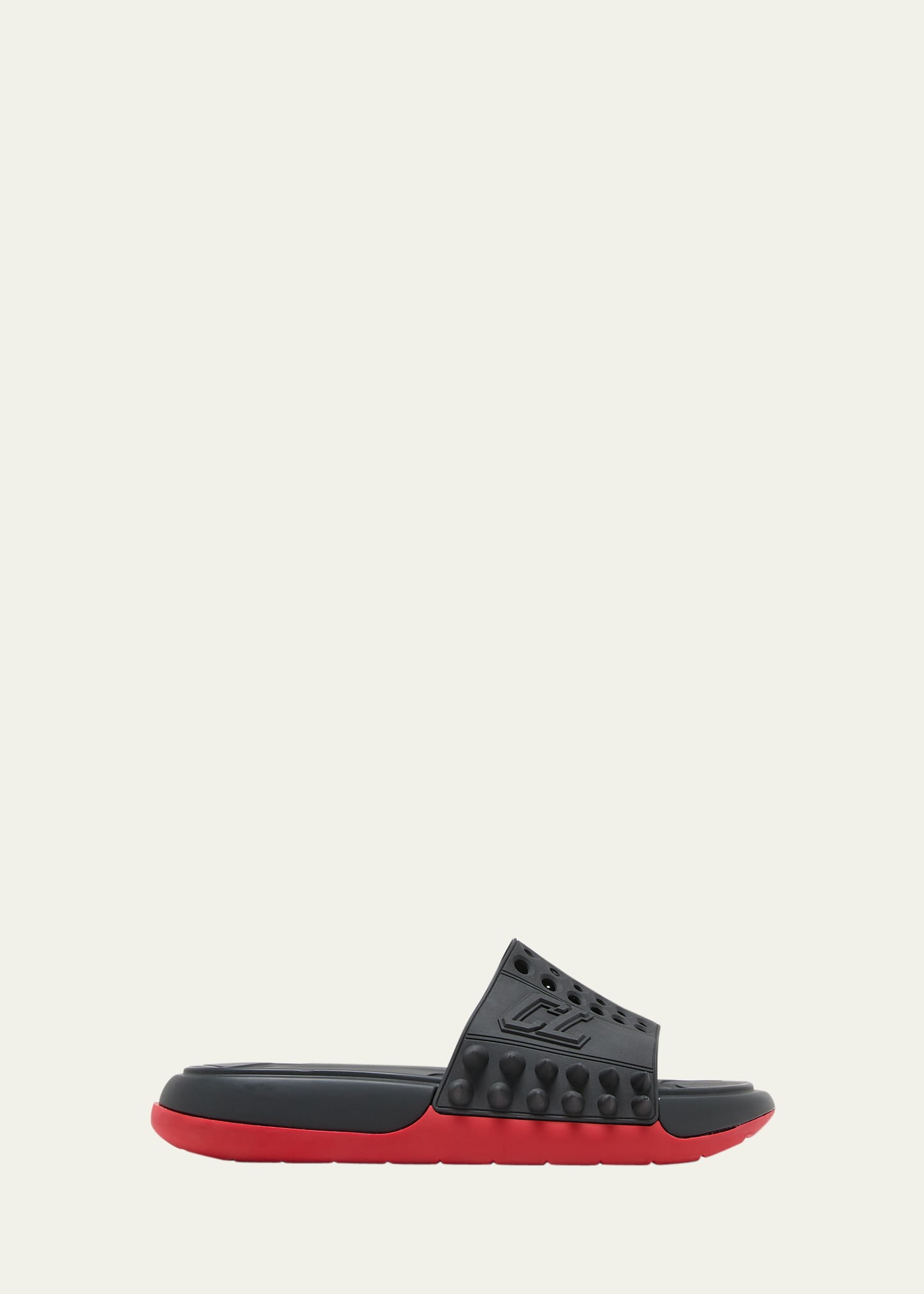 Christian Louboutin Take It Easy Spiked Slides In Goose