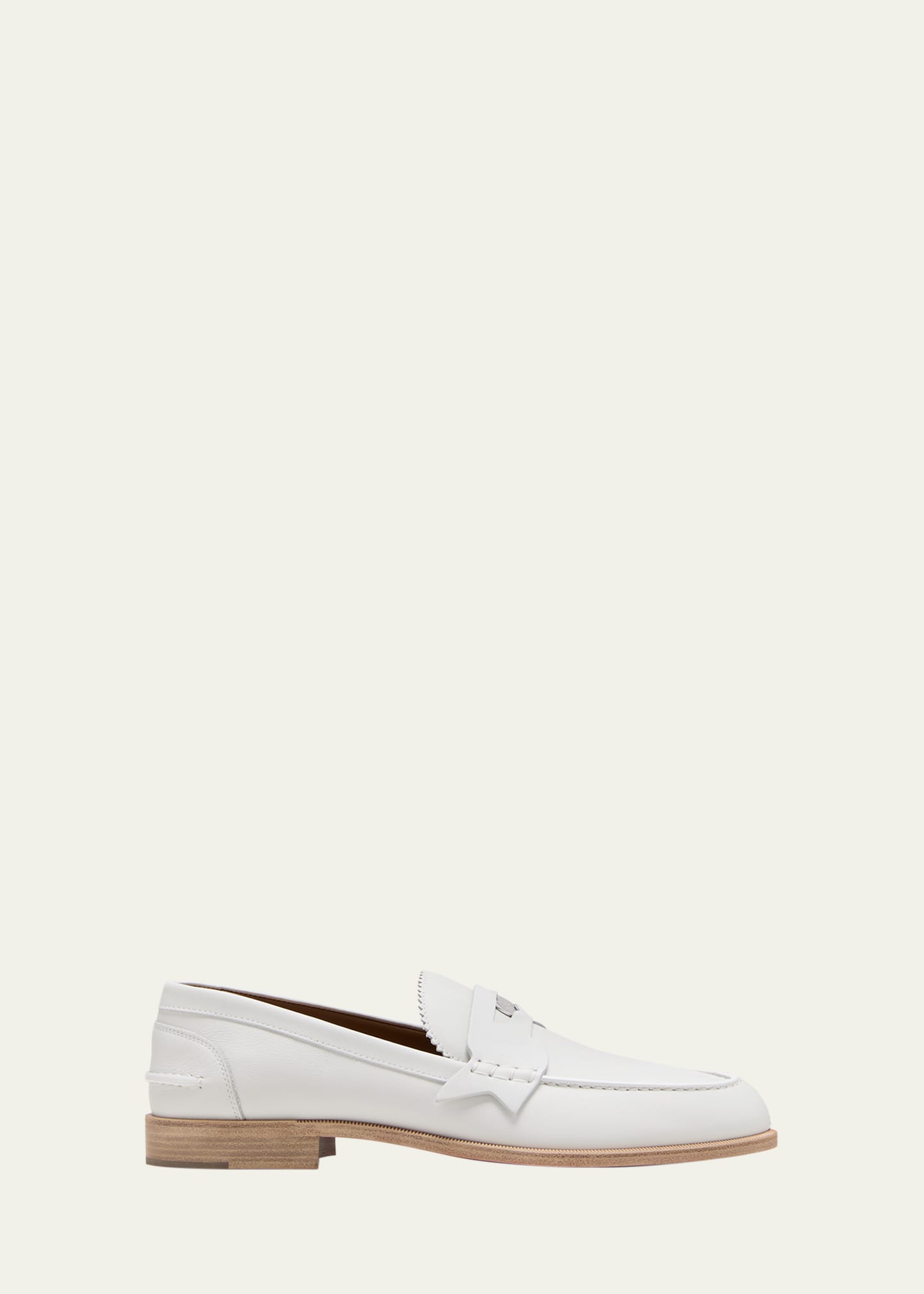 Shop Christian Louboutin Men's Leather Penny Loafers In White