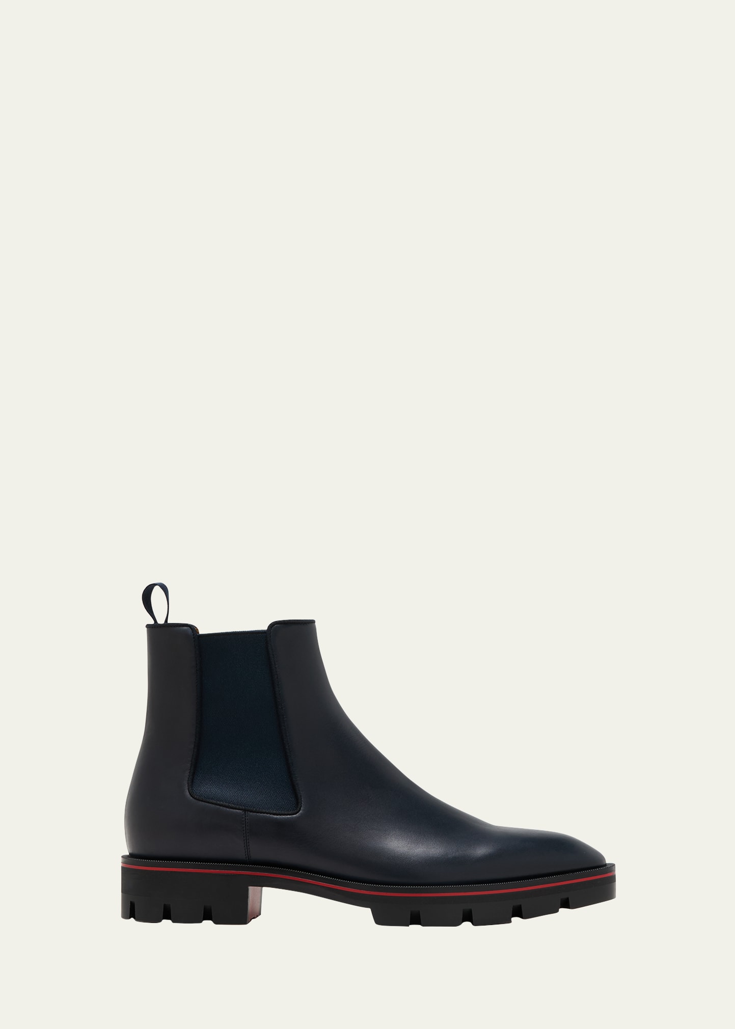 Shop Christian Louboutin Men's Alpinosol Leather Chelsea Boots In Marine