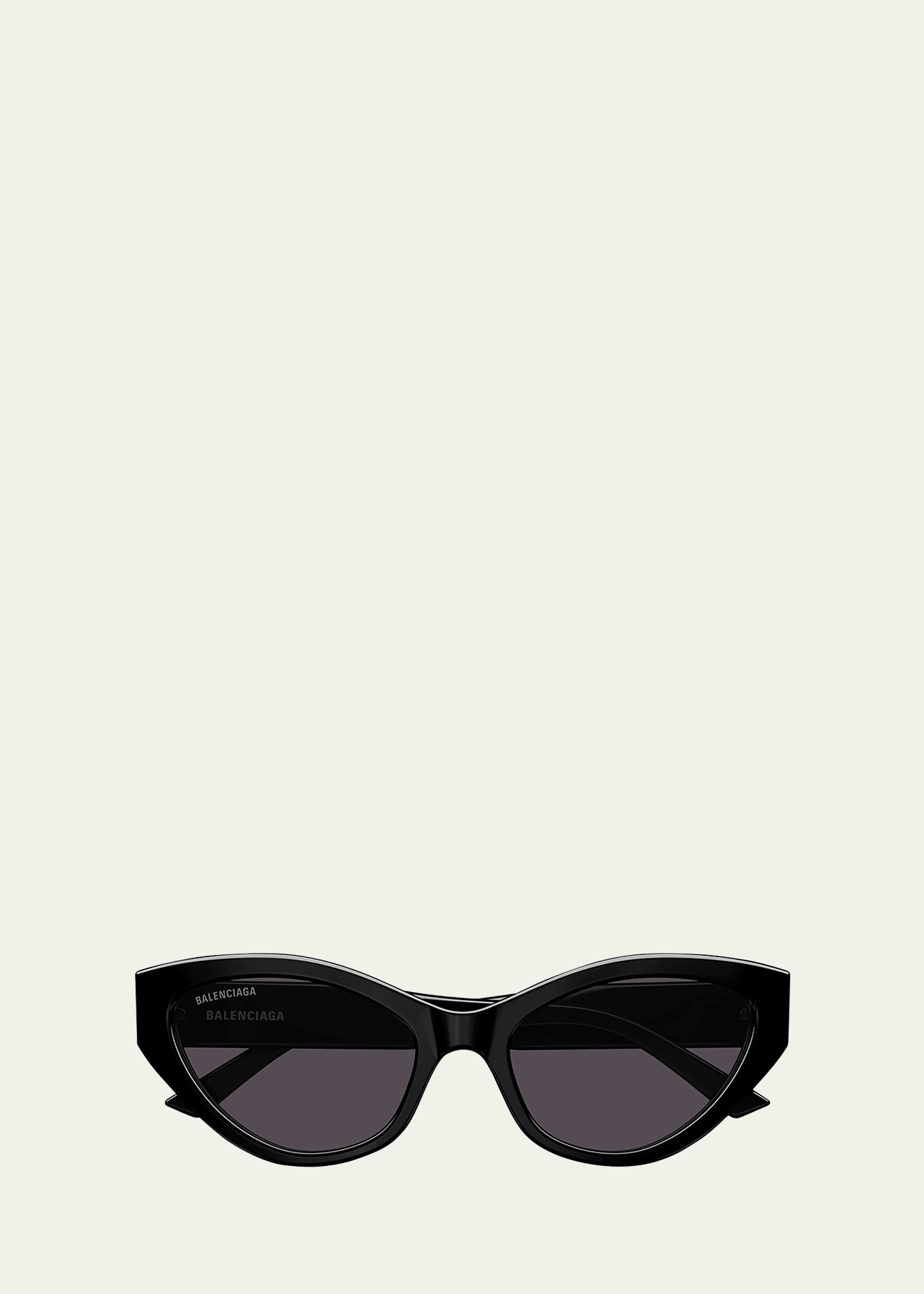 Shop Balenciaga Logo Plastic Cat-eye Sunglasses In Shiny Hd Solid Bl