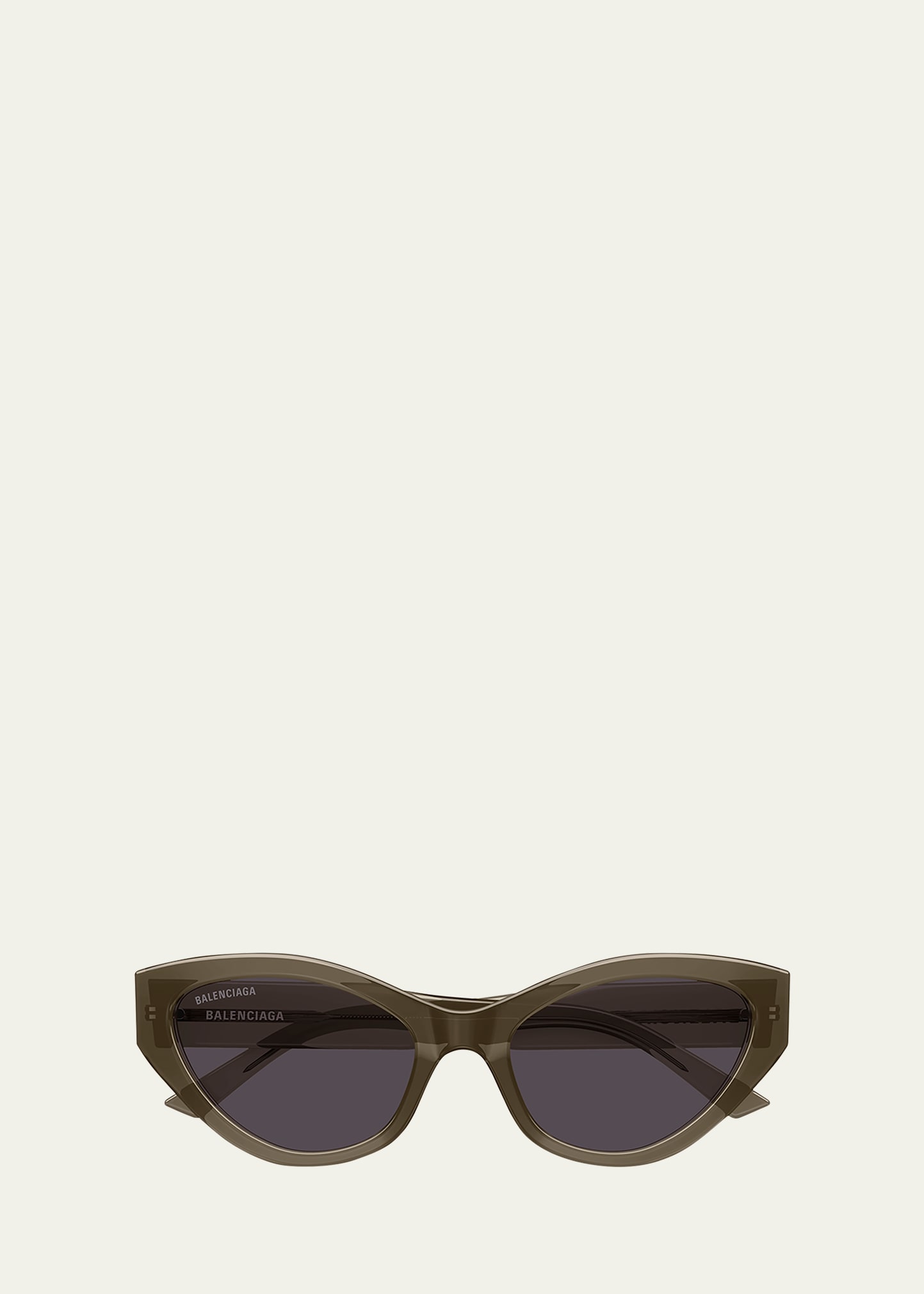 Shop Balenciaga Logo Plastic Cat-eye Sunglasses In Dark Olive Green