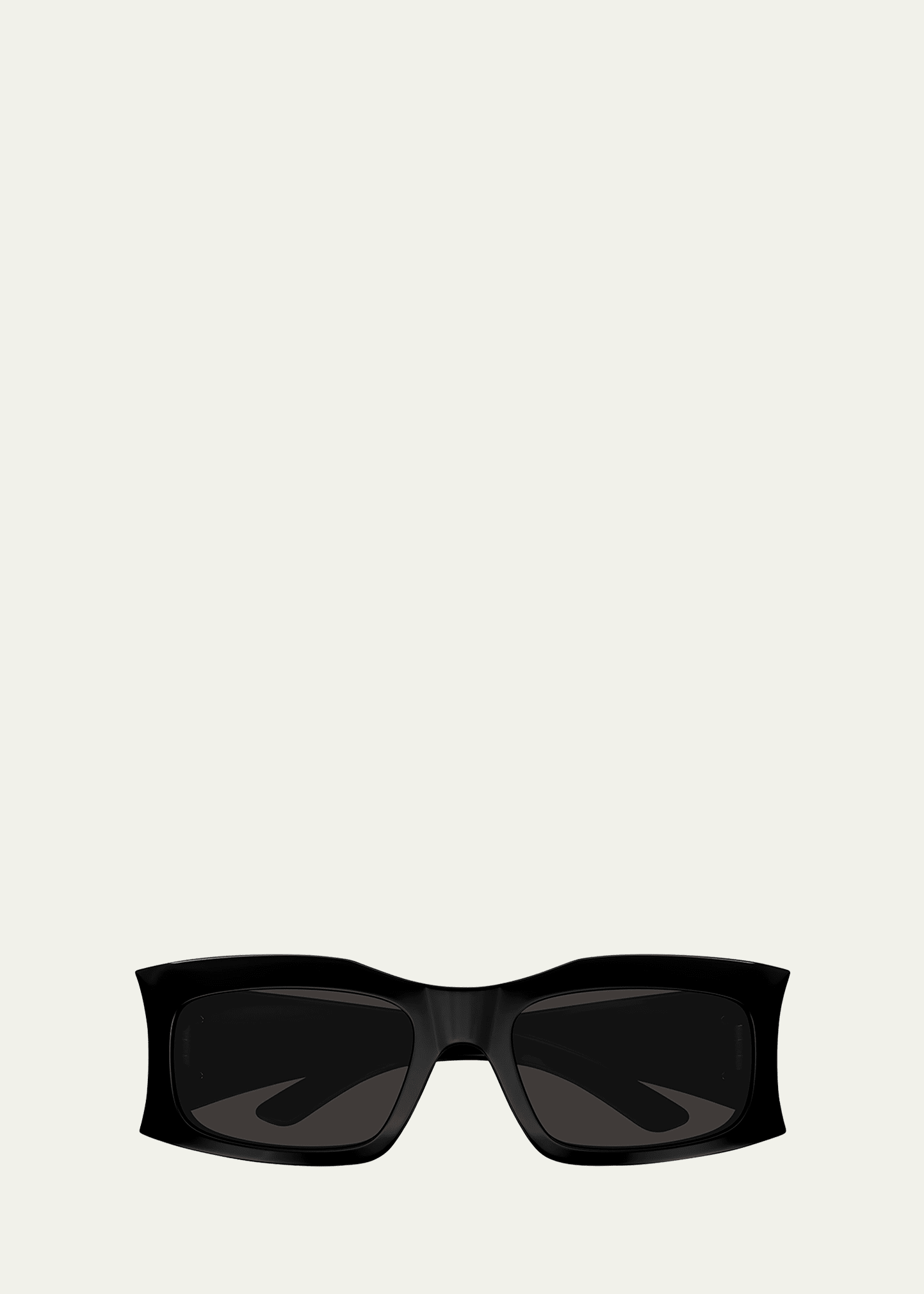 Shop Balenciaga Concaved Acetate Rectangular Sunglasses In Shiny Black