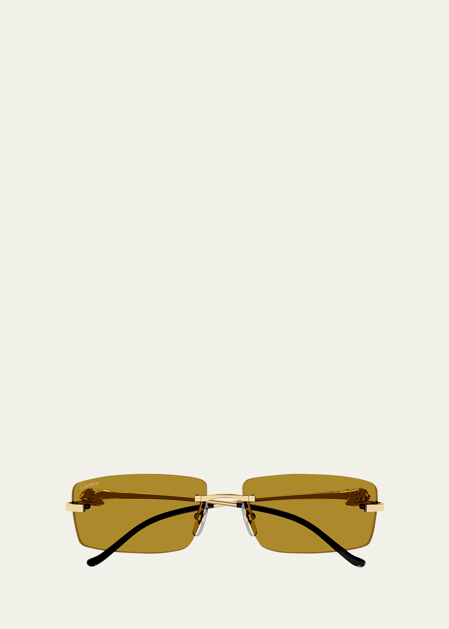 Cartier Men's Rimless Metal Rectangle Sunglasses In 003 Yellow Gold
