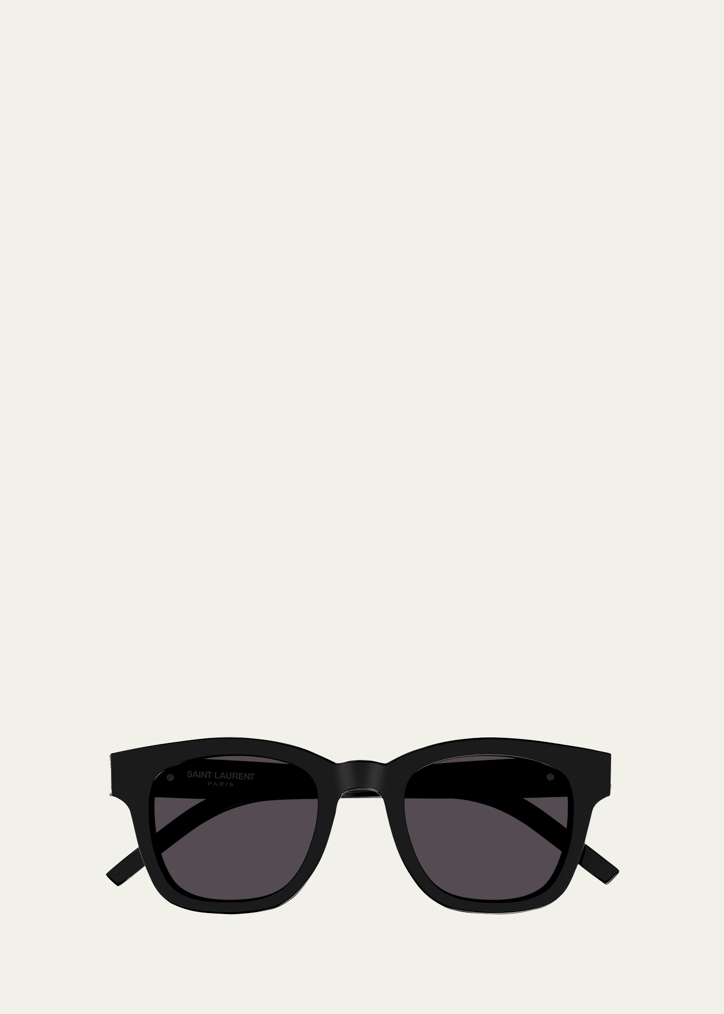 Shop Saint Laurent Men's M124 Nylon And Acetate Rectangle Sunglasses In 001 Black