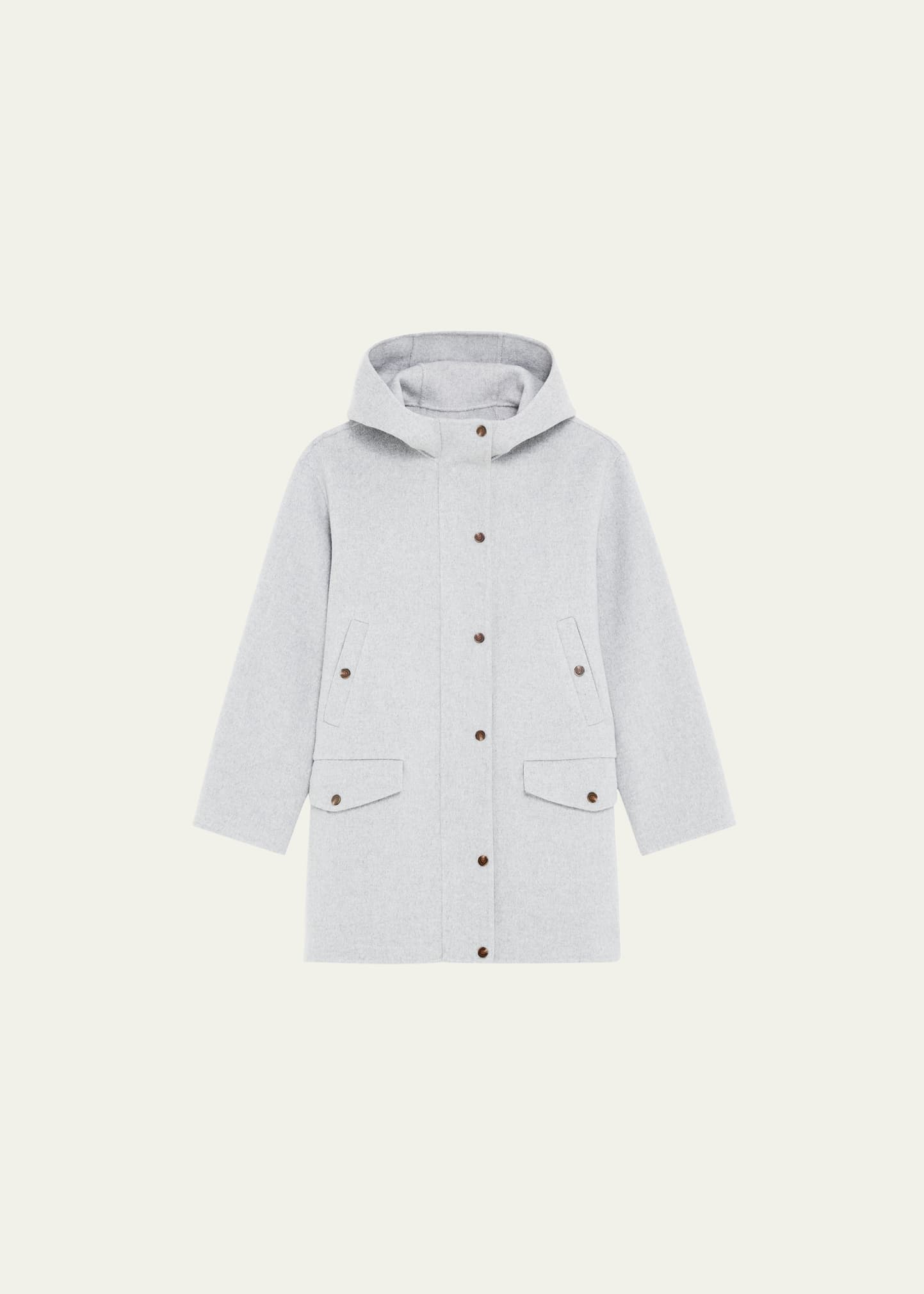 THEORY NEW DIVIDE WOOL CASHMERE DOUBLE-FACE HOODED PARKA