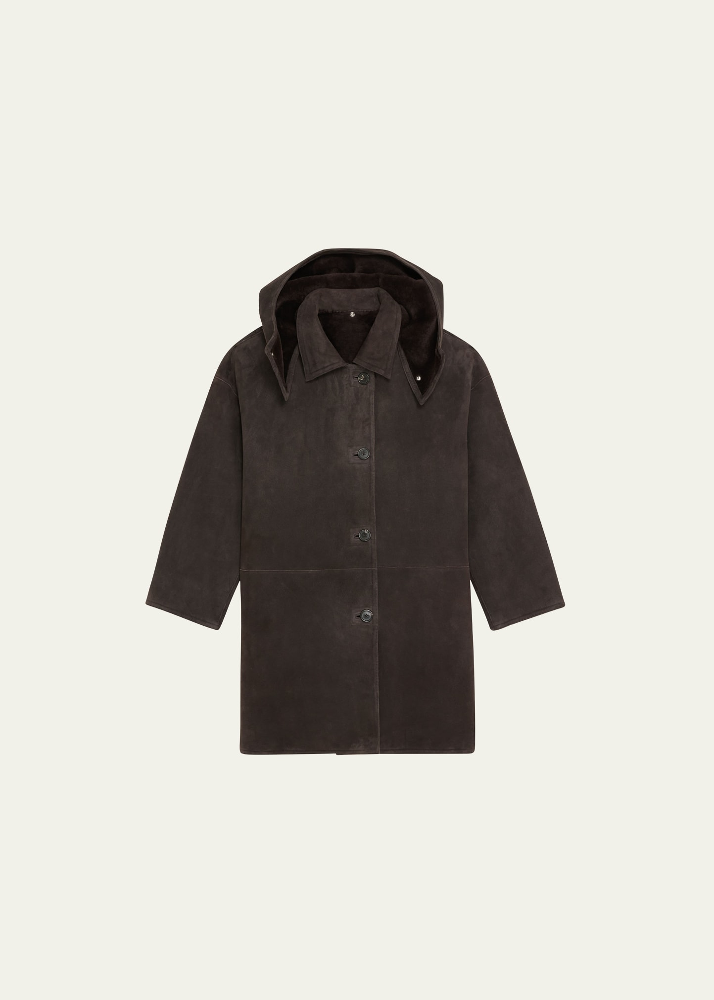 Theory Reversible Sheep Shearling Hooded Coat In Mink