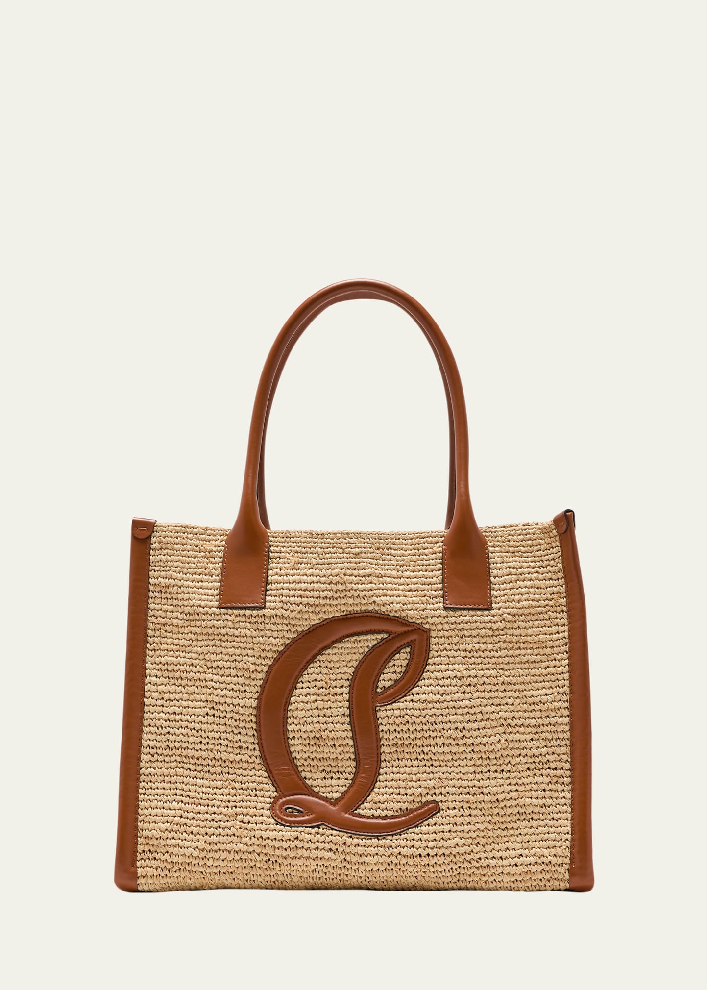 By My Side Large Tote in Raffia with CL Logo