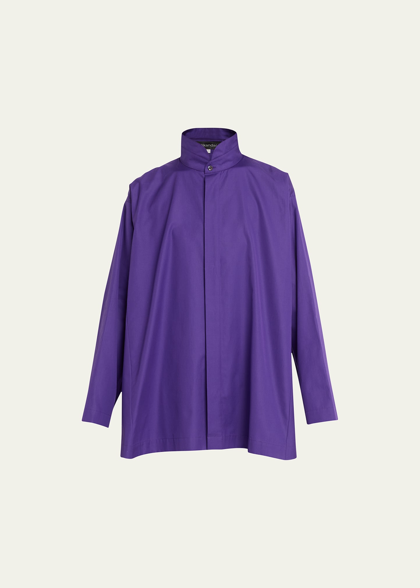 Eskandar Side Paneled Shirt With Double Stand Collar Long In Purple