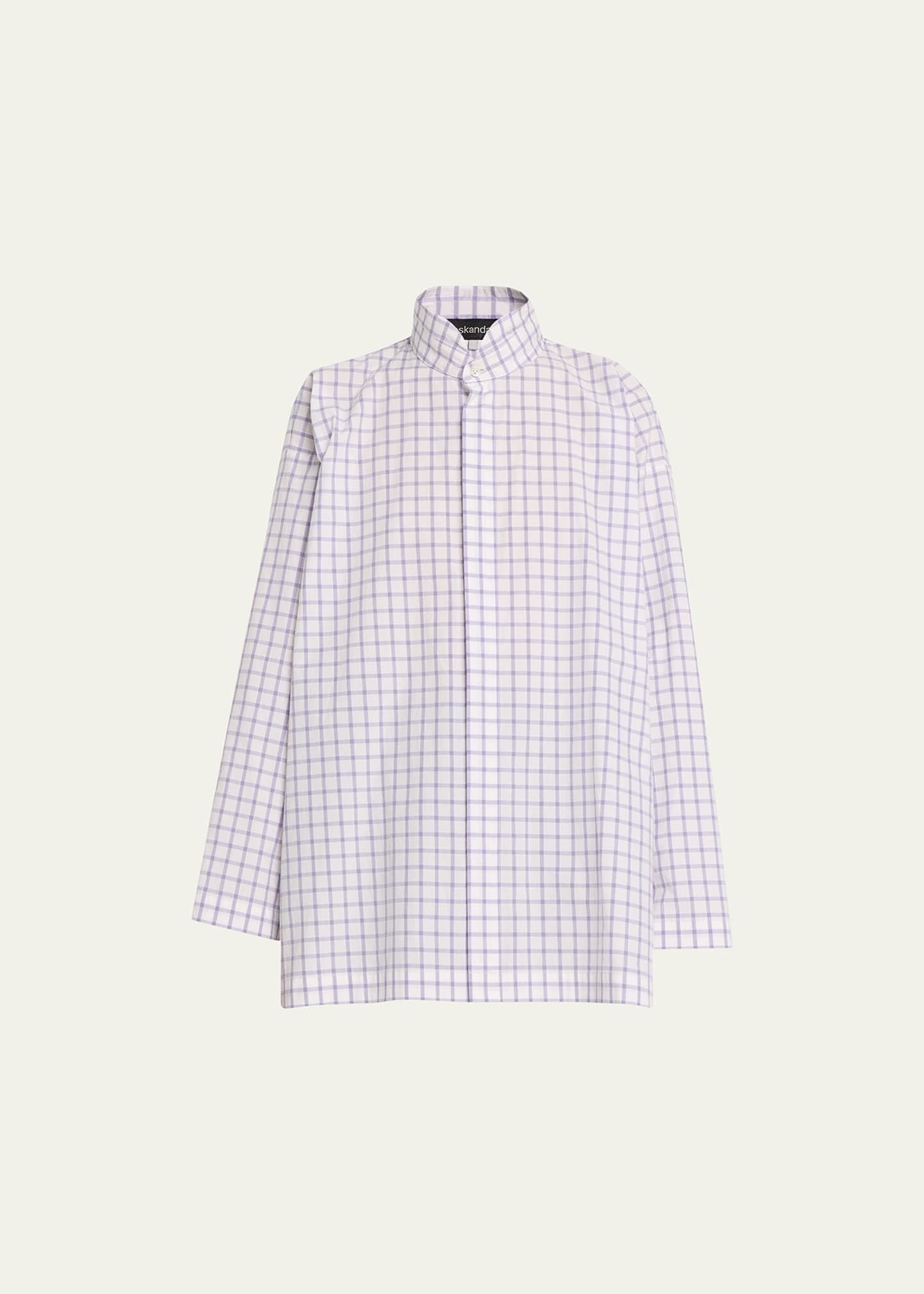 Slim A-Line Long Shirt with Double Stand Collar