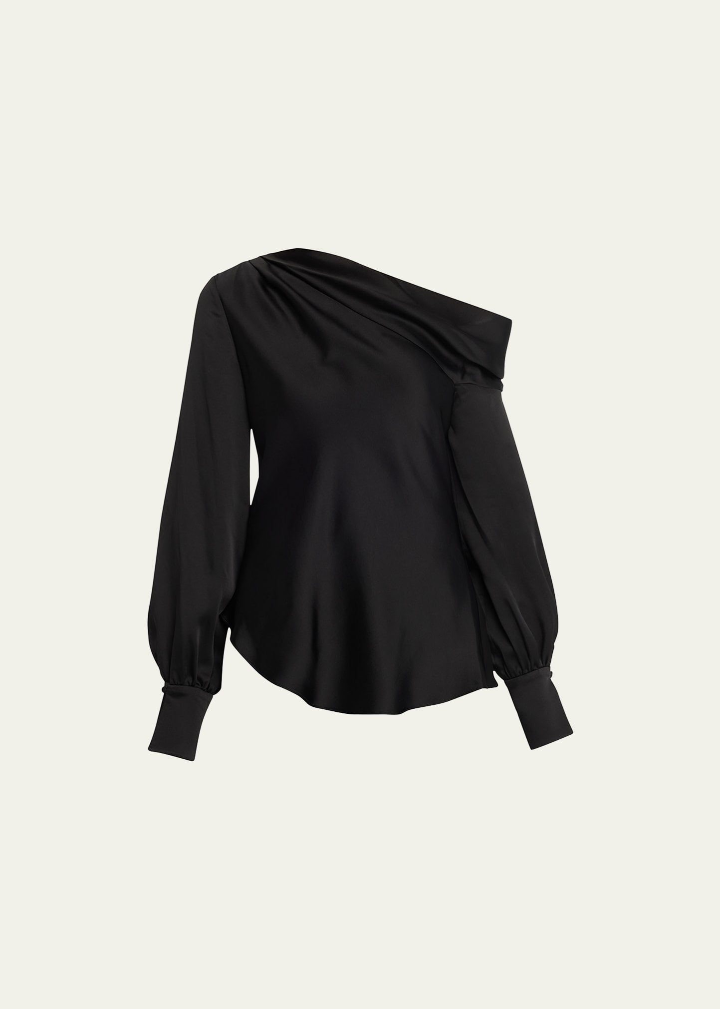 Shop Simkhai Alice Draped Satin One-shoulder Top In Black