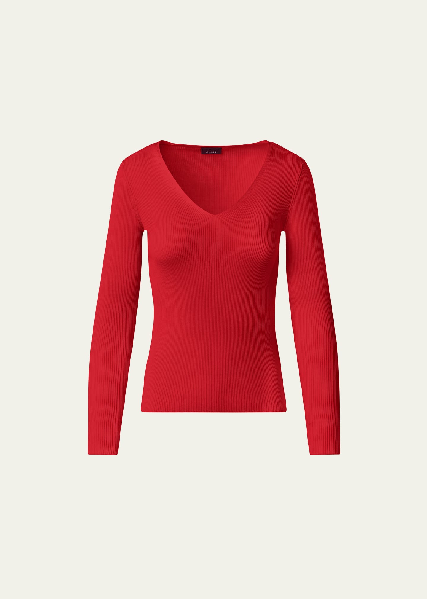 Akris Seamless Ribbed Knit Pullover In Poppy