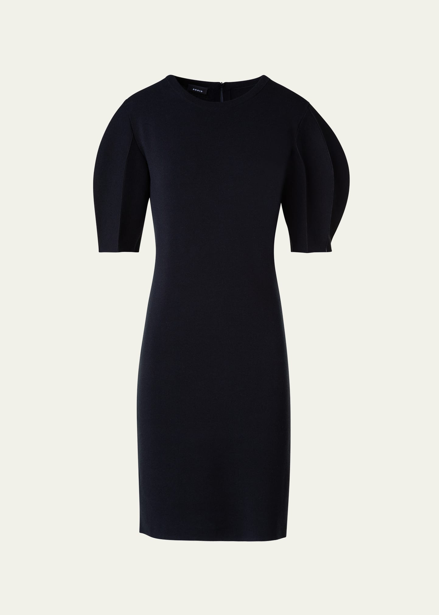 Shop Akris Volume Puff-sleeve Short Dress In Black