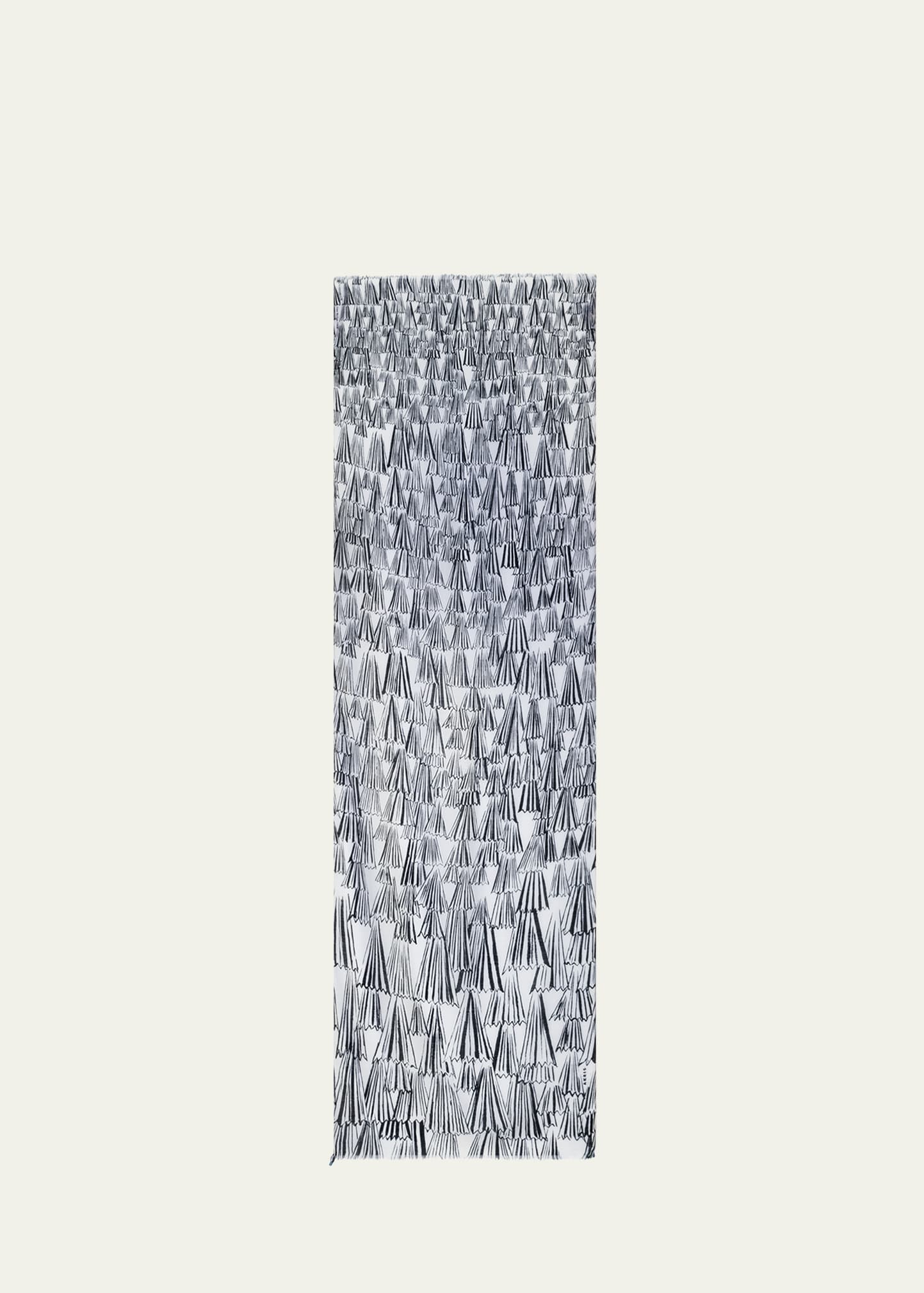 Akris Cashmere Silk Asagao Print Scarf In Gray