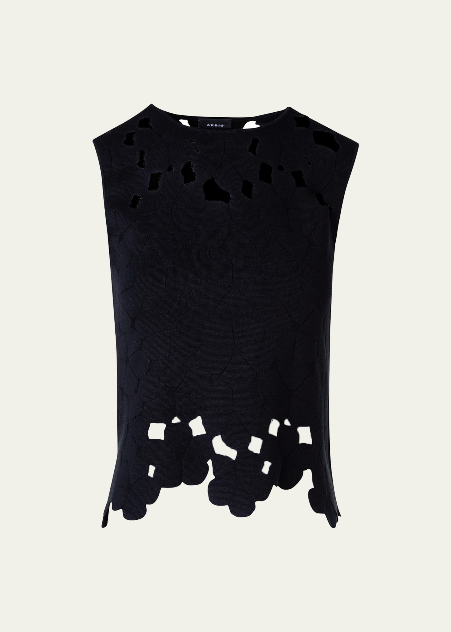 Akris Anemones Jacquard Knit Top In Black