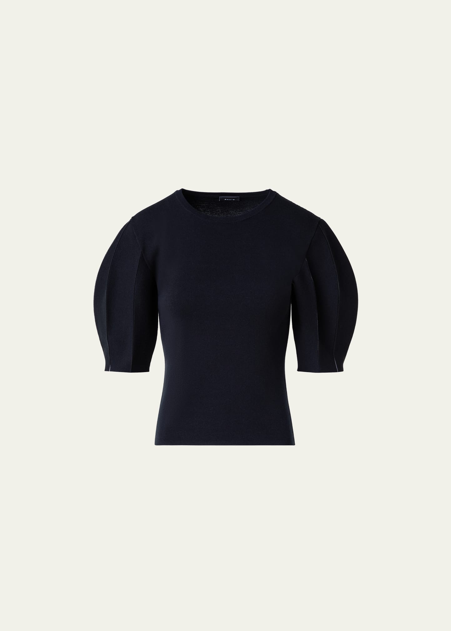 Akris Silk Cotton Knit With Volume Puff Sleeves In Black