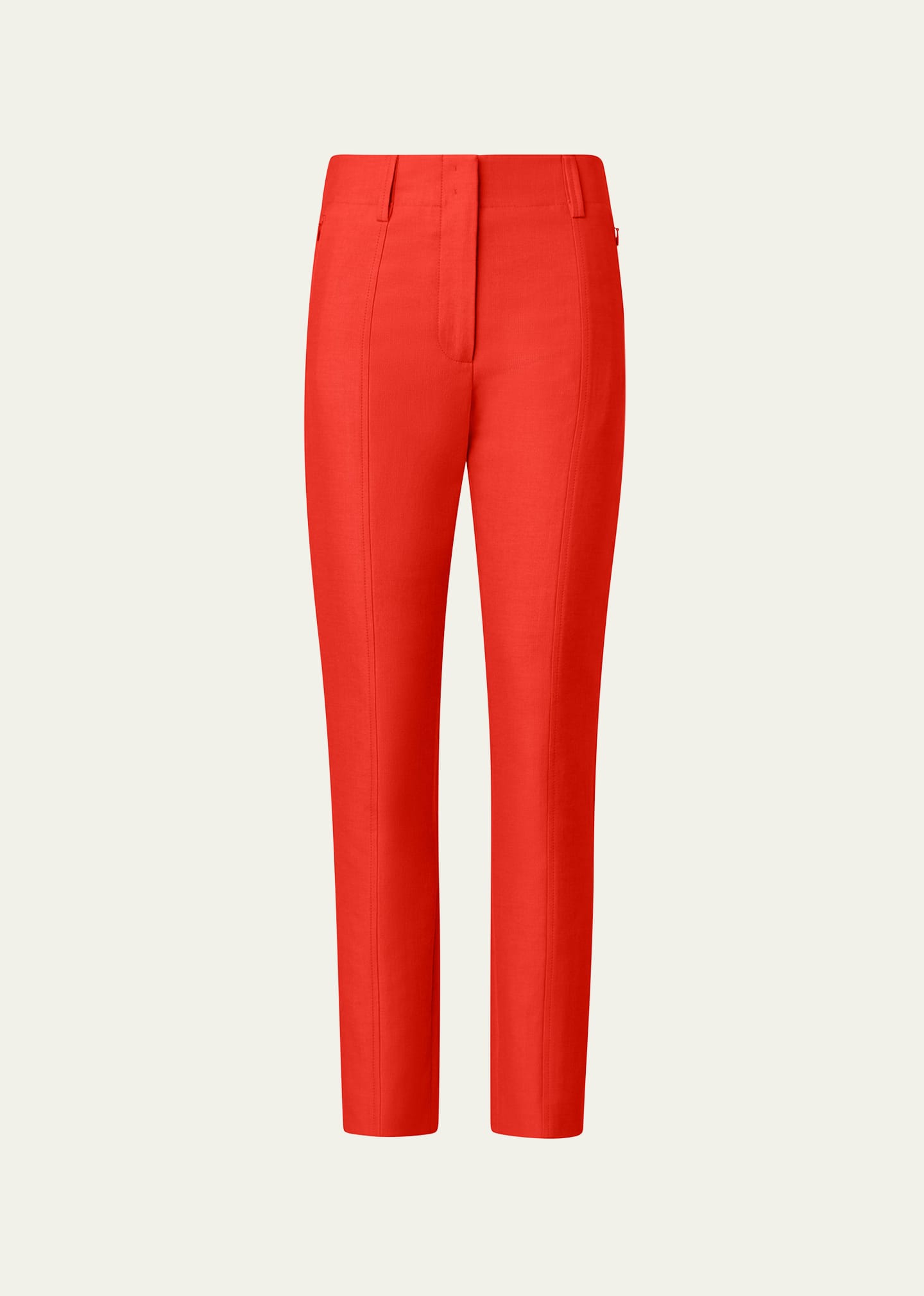 Akris Connor Cropped Tapered Topstitch Pants In Poppy