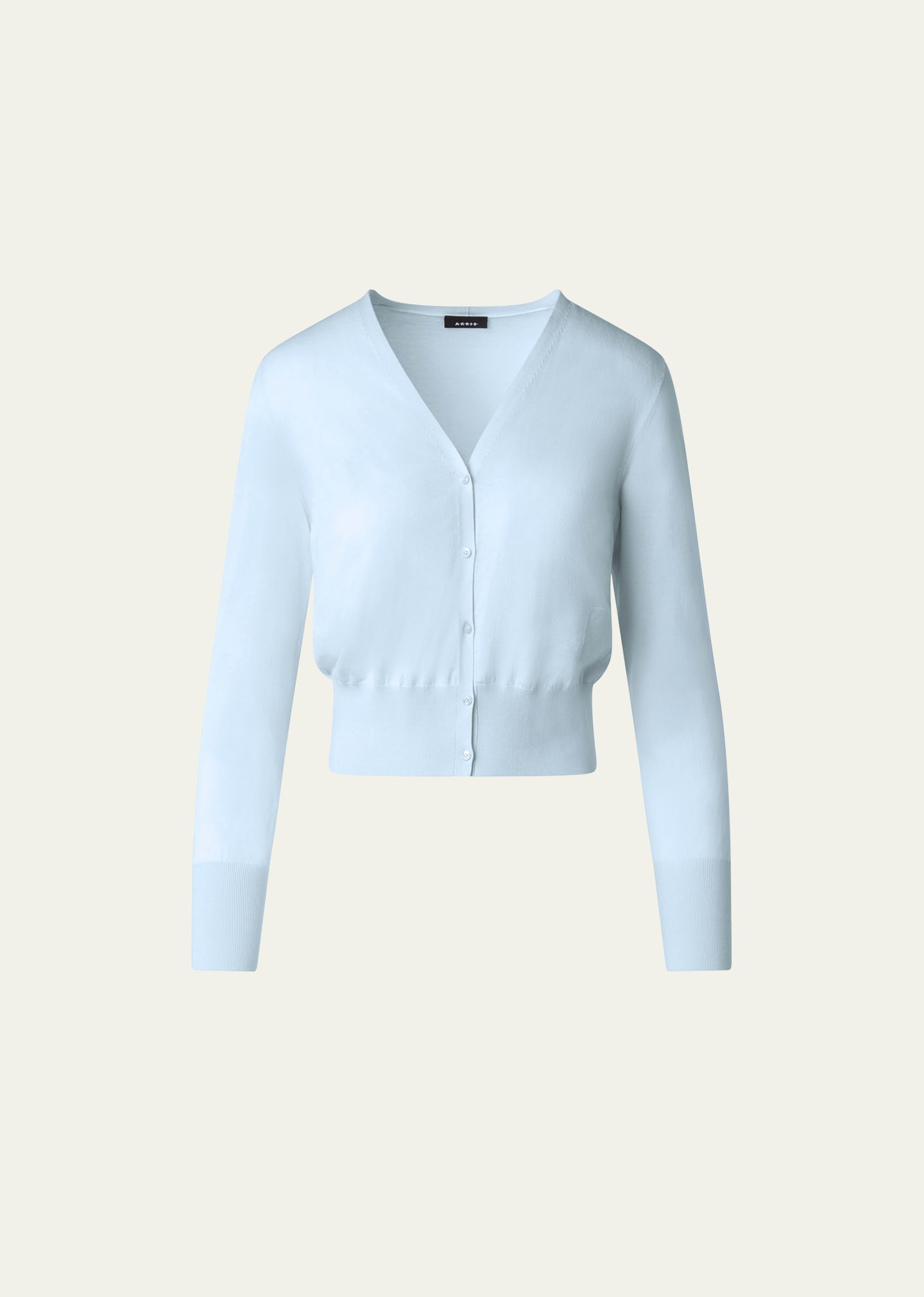 Akris Sea Island Cotton Knit V-neck Cardigan In Bleached Denim