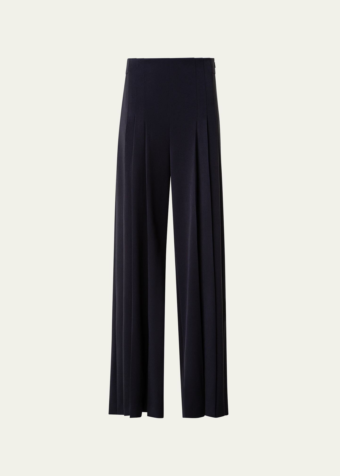 Shop Akris Miyuki Pleated Wide-leg Trousers In Black