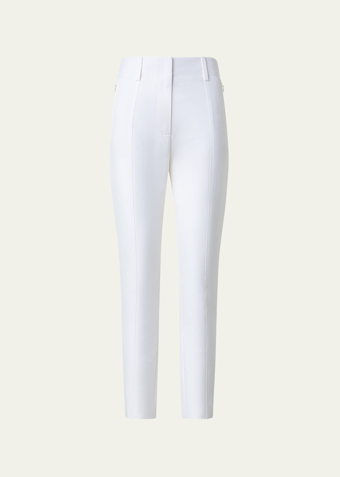 Shop Akris Connor Cotton Silk Slim-fit Pants In Ecru