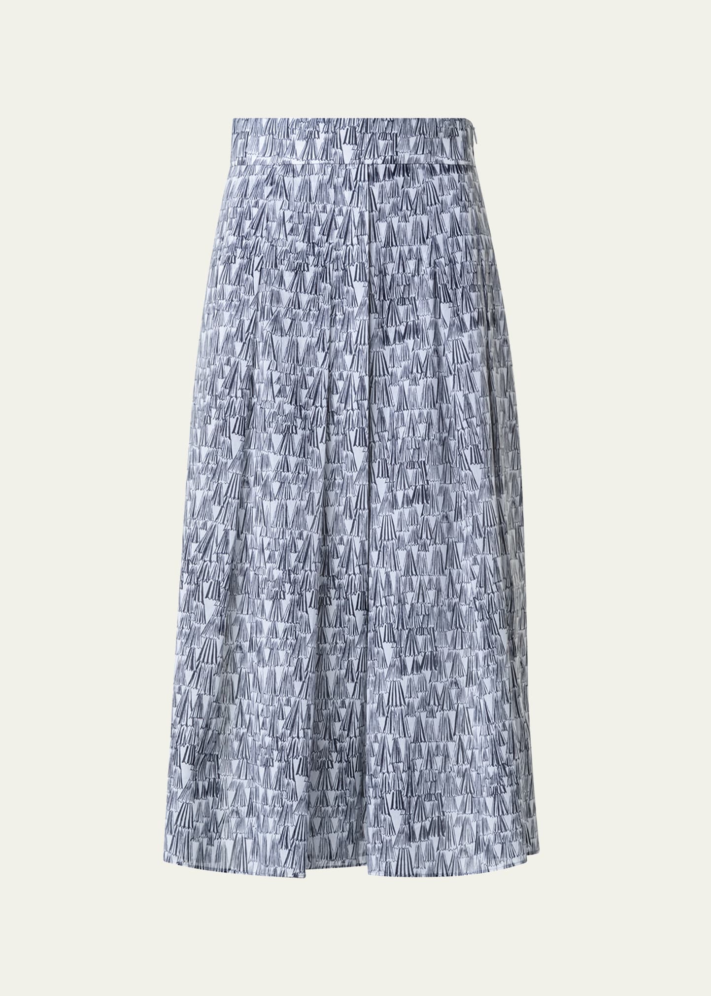 Akris Asagao Printed Cotton Voile Midi Skirt In Ecru-black