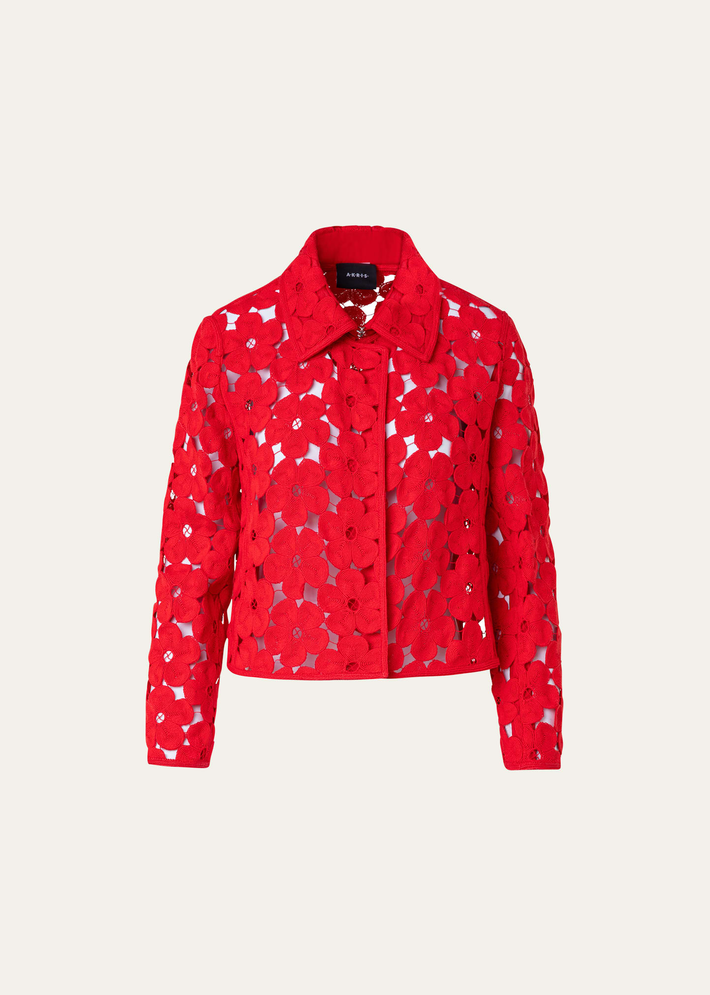 Akris Ladina Anemones Embroidered Short Jacket In Poppy