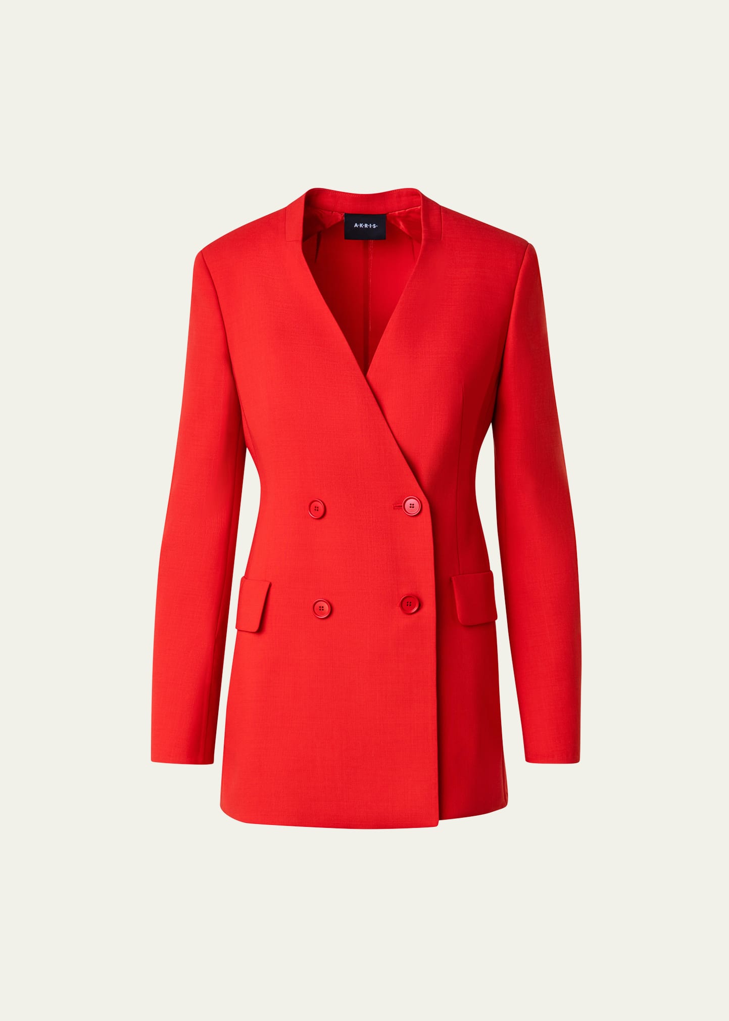 Shop Akris Trinity Collarless Wool Blazer Jacket In Poppy