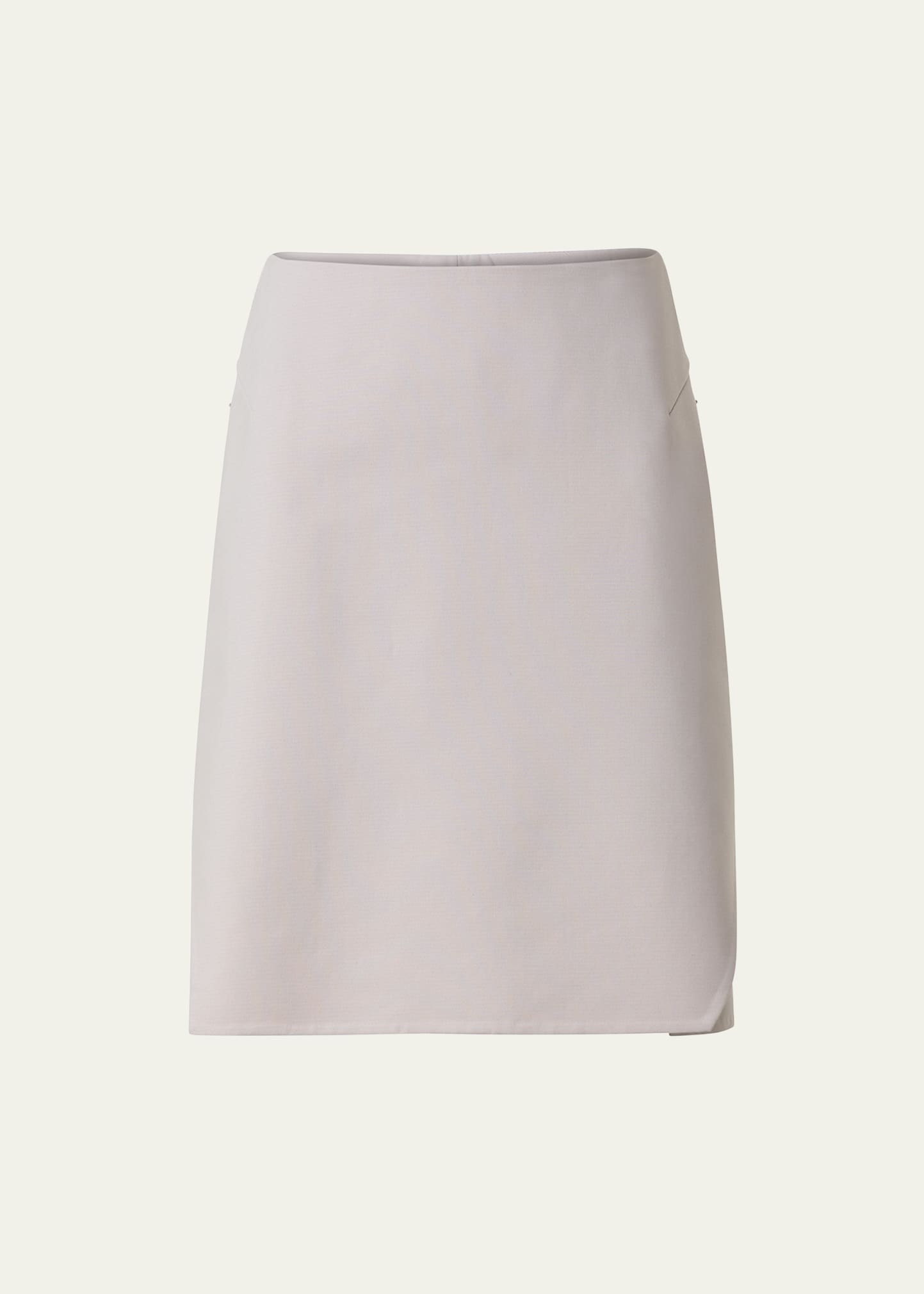 Akris Cotton Short Skirt With Trapezoid Slit Detail In Greige