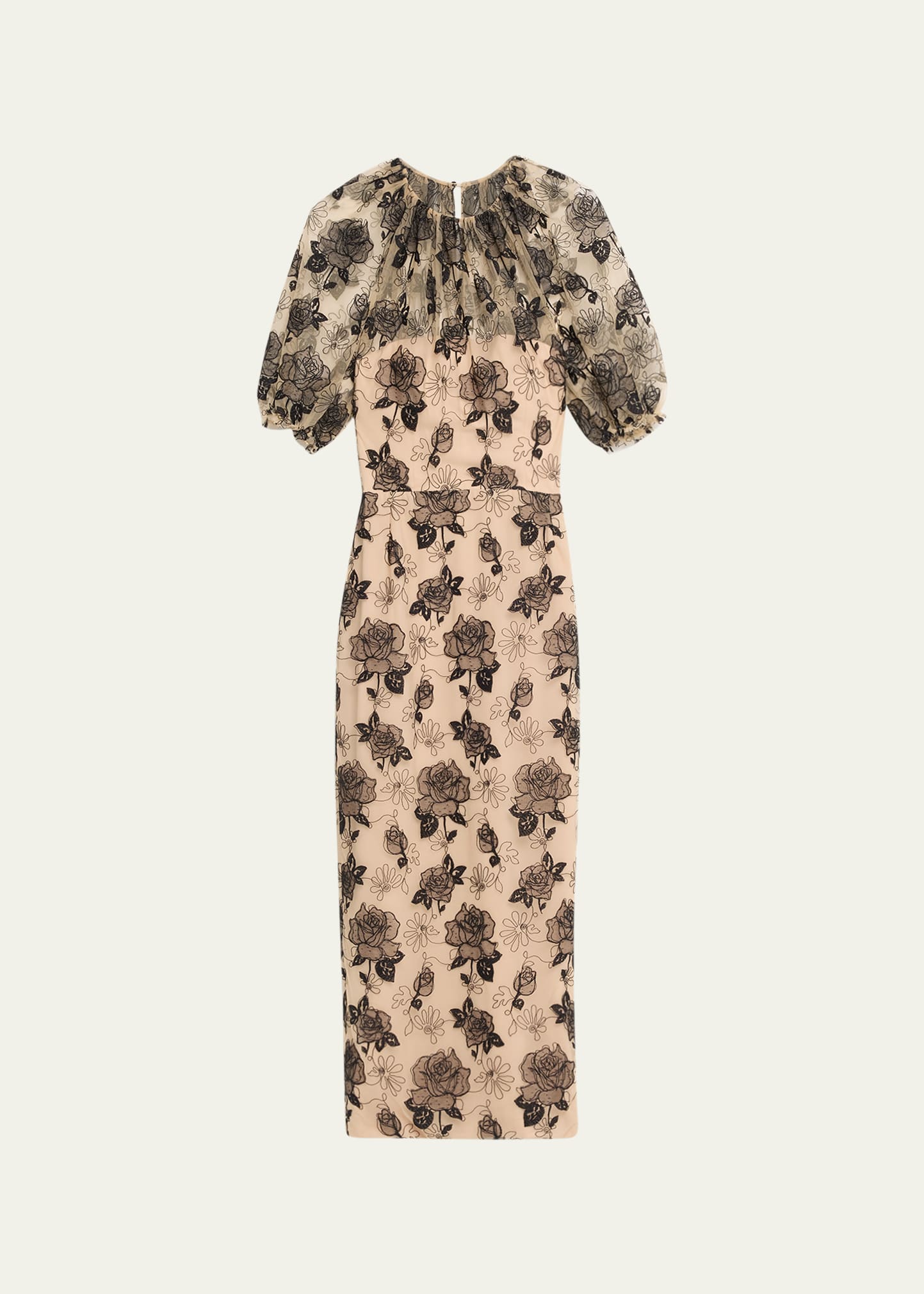 Shop Lela Rose Naomi Sheath Dress With Floral Embroidery In Nude