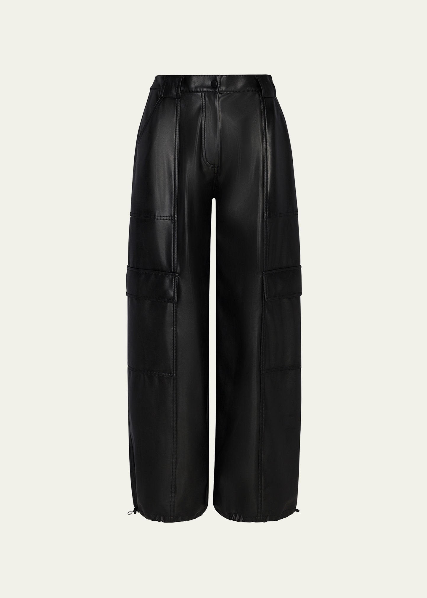 Shop Simkhai Luxe Vegan Leather Cargo Pants In Black