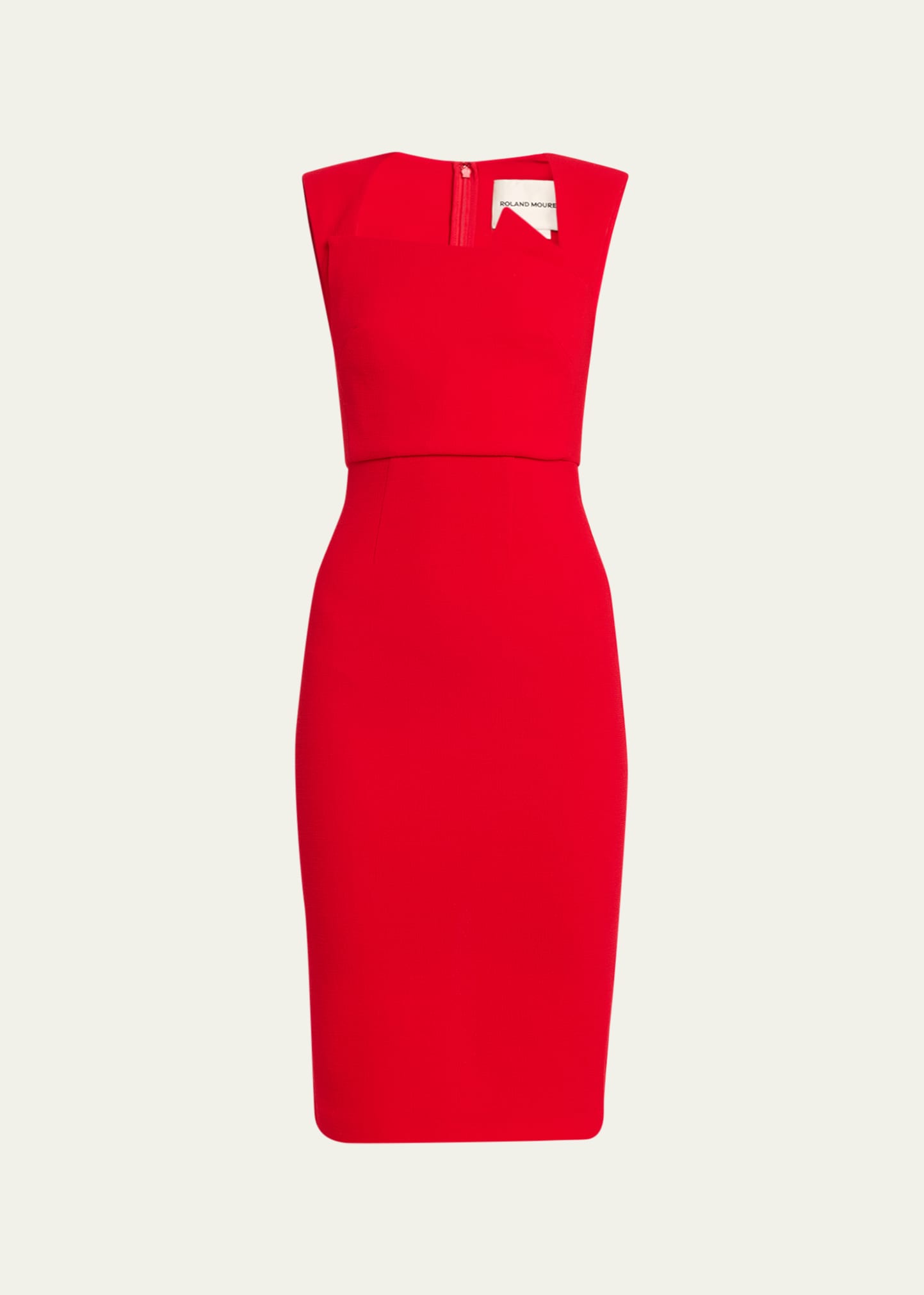 Roland Mouret Wool Crepe Asymmetric Midi Dress In Red