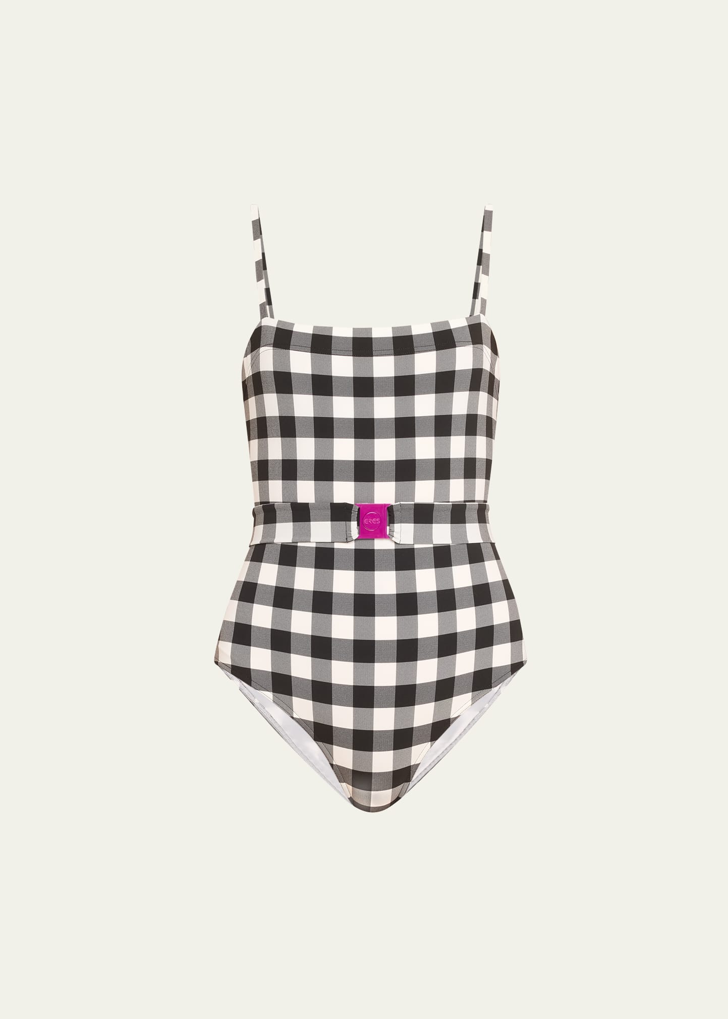 Shop Eres Prisme Gingham Belted One-piece Swimsuit In Noirblanc 23h