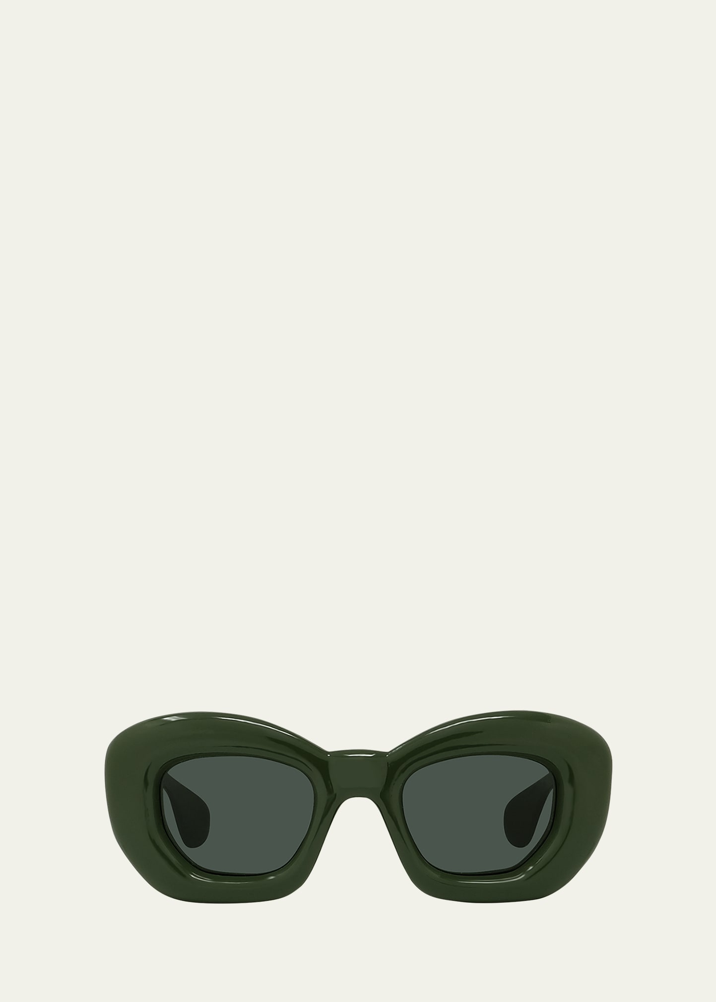 Shop Loewe Men's Inflated Acetate-nylon Butterfly Sunglasses In Sdkgrn/grn