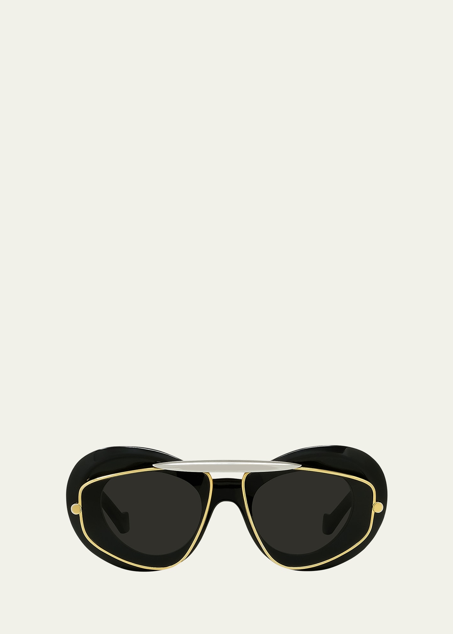 Loewe Men's Wing Double-frame Geometric Sunglasses In Sblk/smk