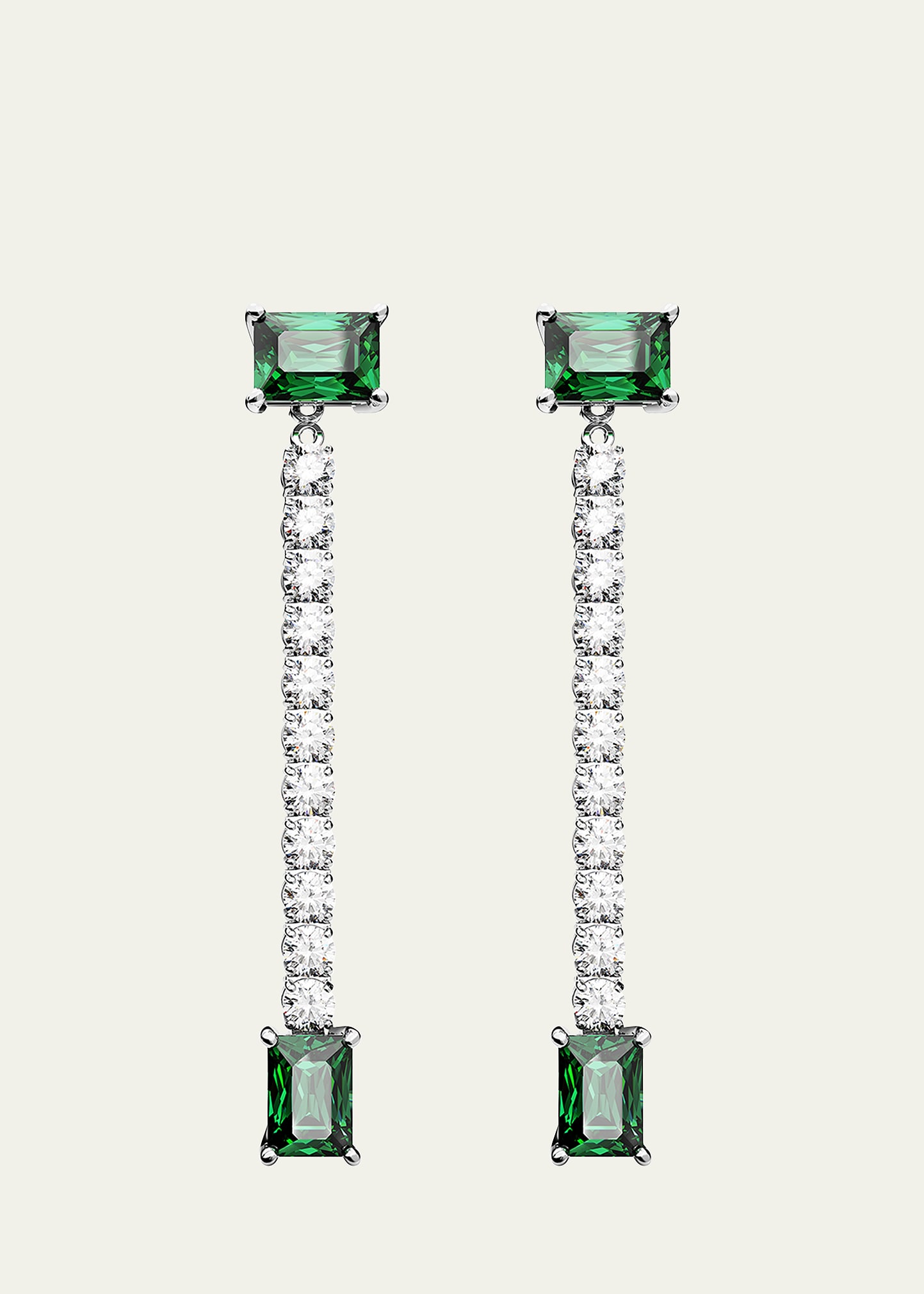Shop Swarovski Matrix Rhodium-plated Crystal Earrings In Green