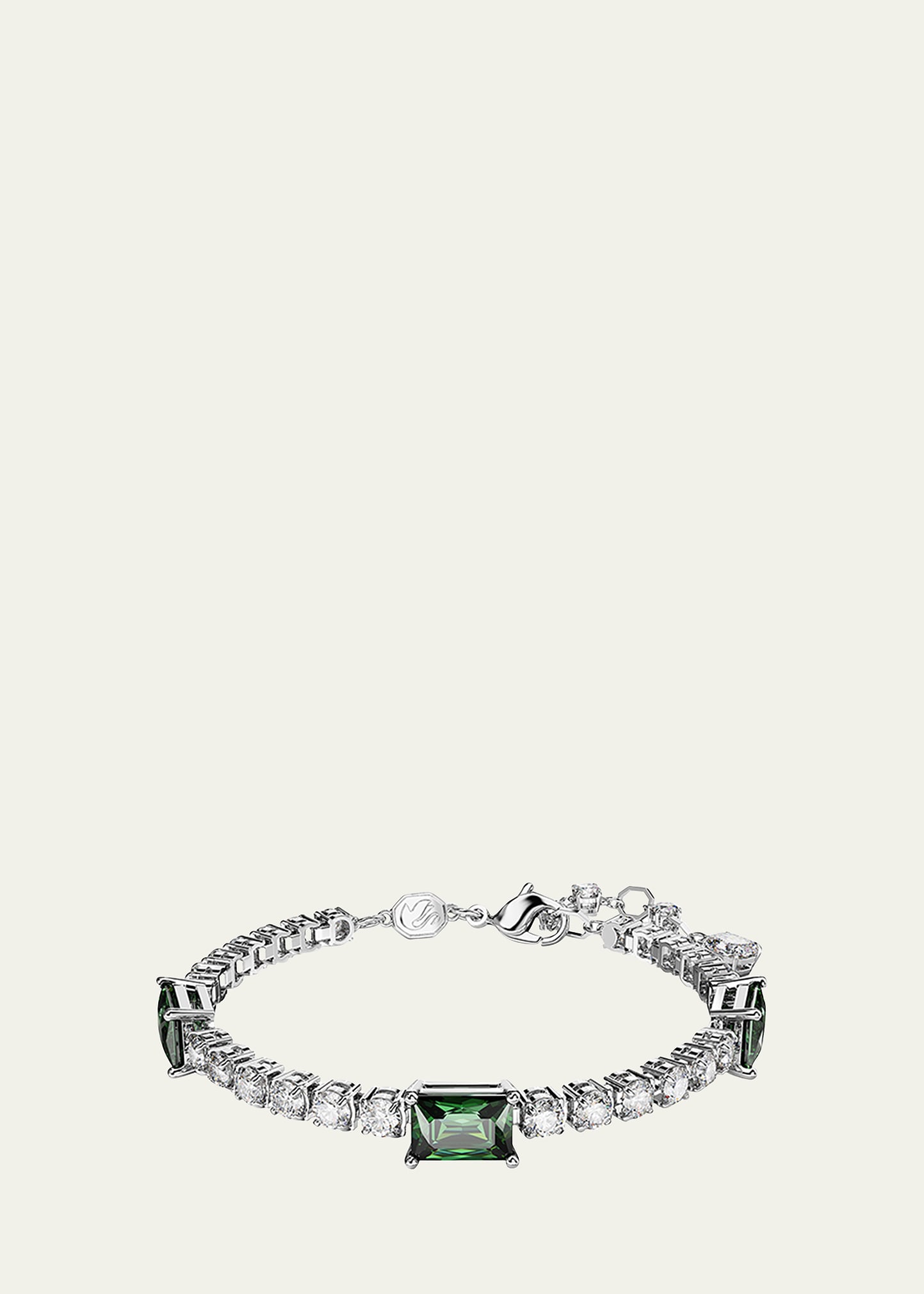 Shop Swarovski Matrix Rhodium-plated Crystal Tennis Bracelet In Green