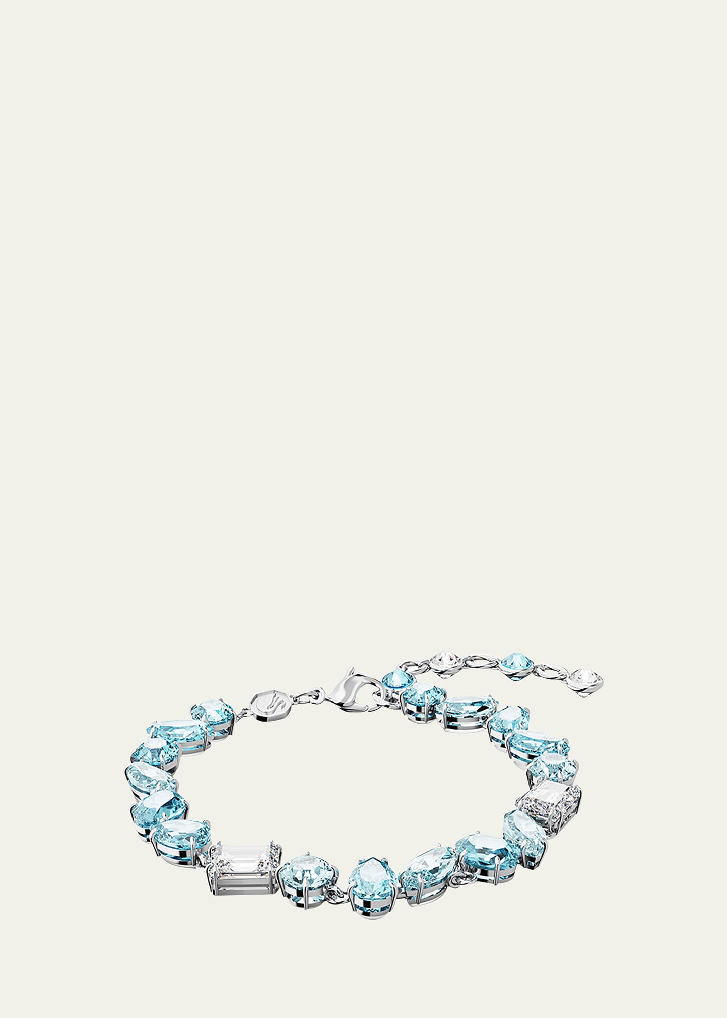 Swarovski Gema Rhodium-tone Mix-cut Crystal Bracelet In Blue