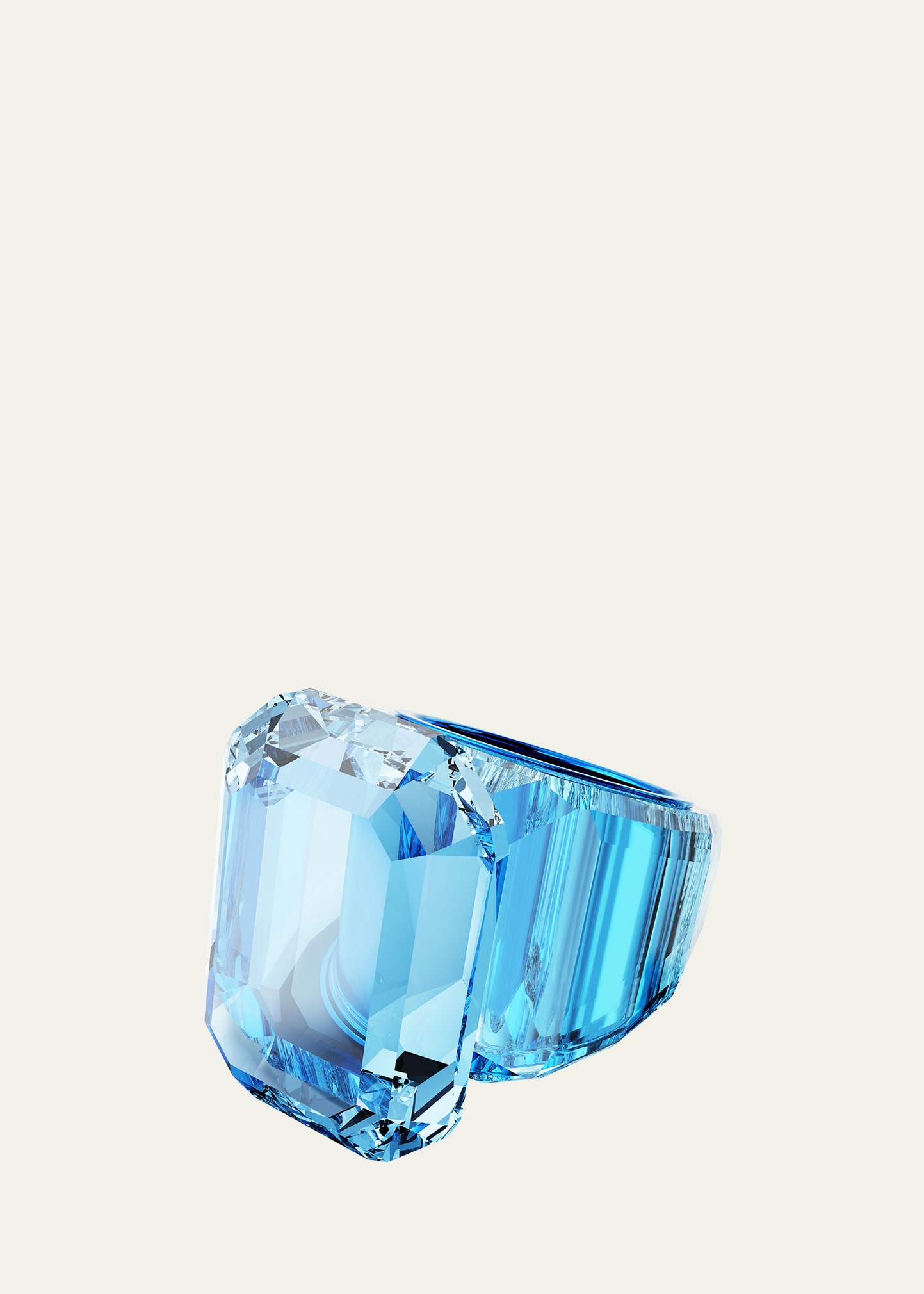 Swarovski Lucent Crystal Cocktail Ring In Blue