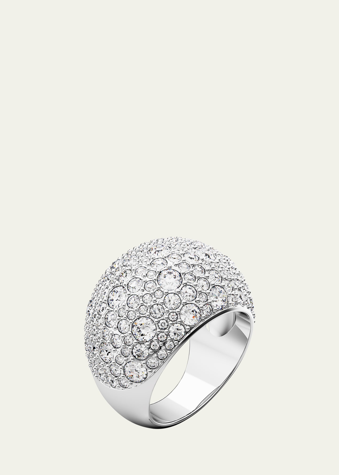 Shop Swarovski Luna Rhodium-plated Crystal Pave Statement Ring