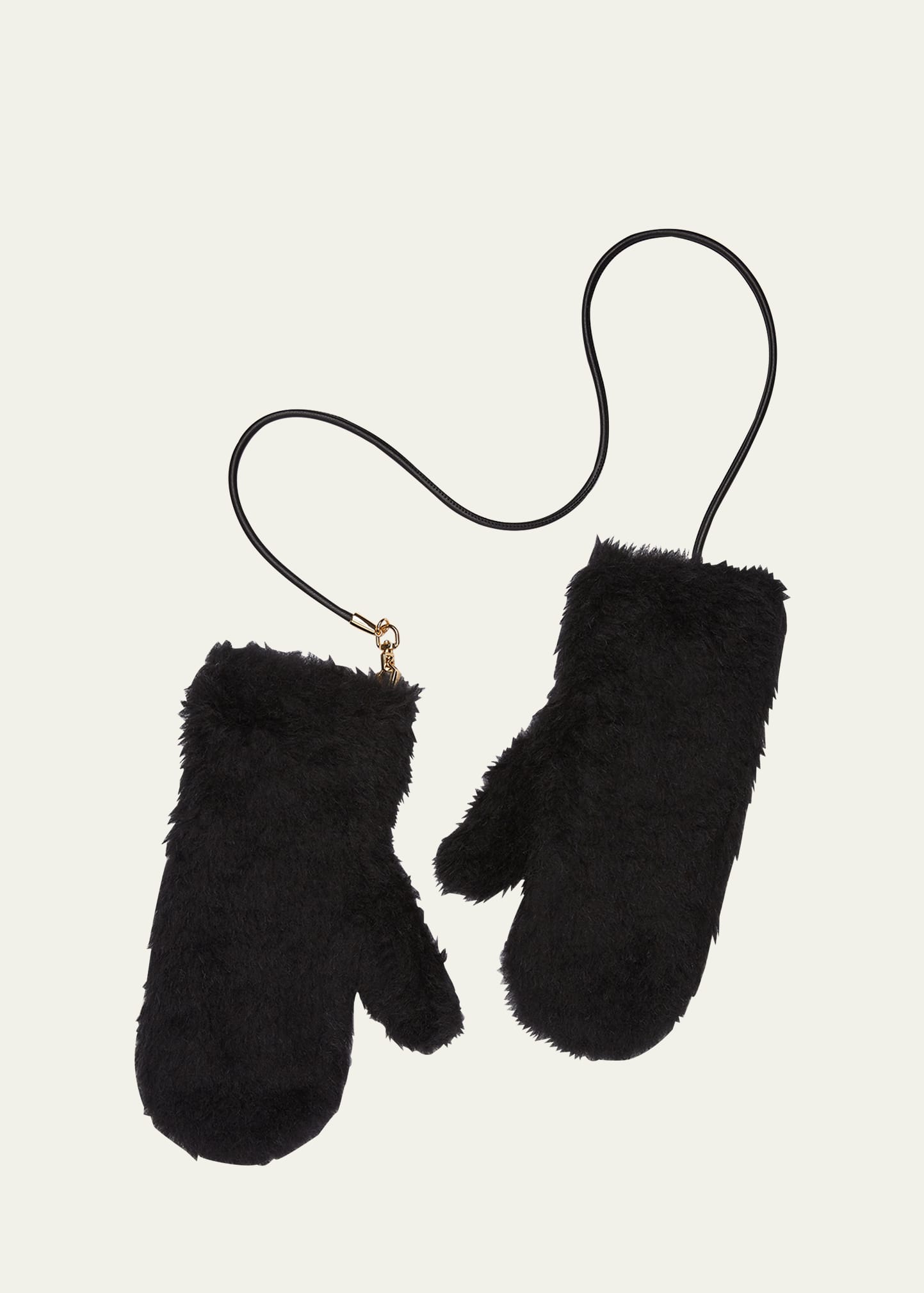 Max Mara Ombrato Wool-silk Mittens In Black